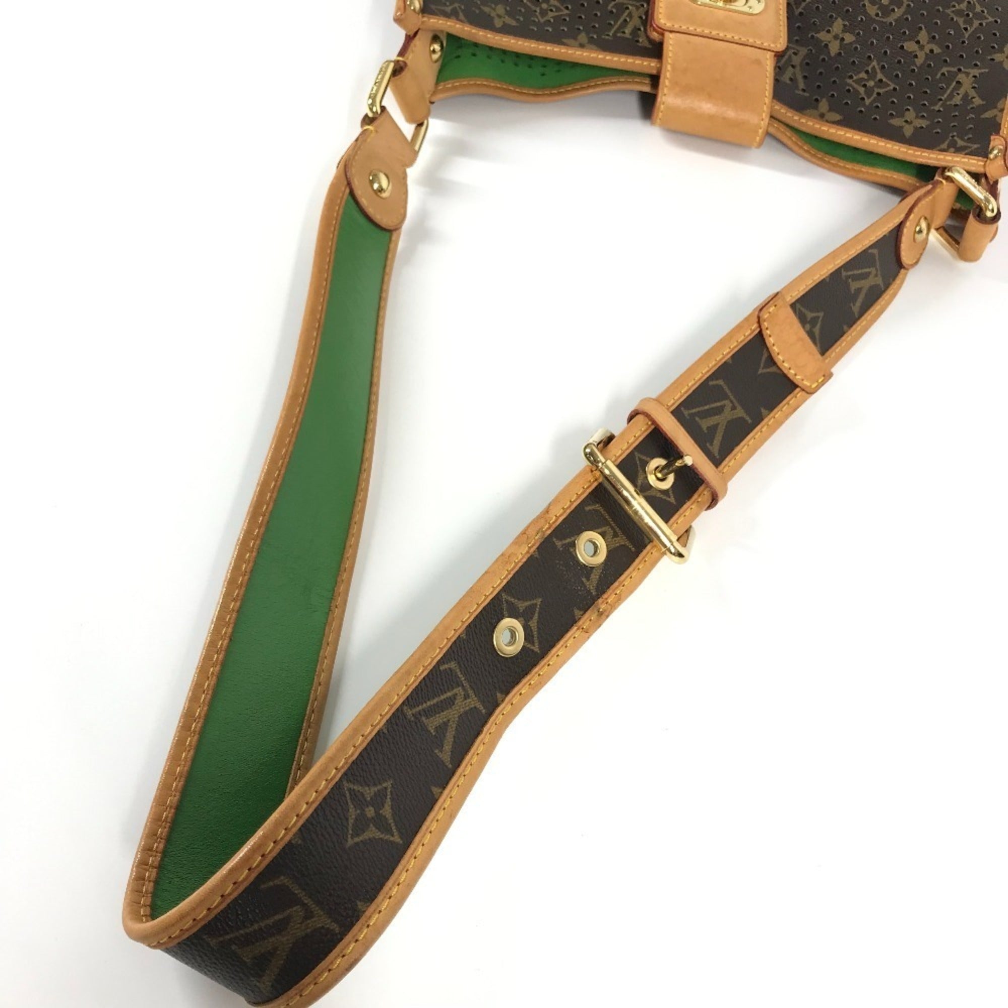 Louis Vuitton Brown Green Monogram Perforated Shoulder Bag (Pre-Owned)