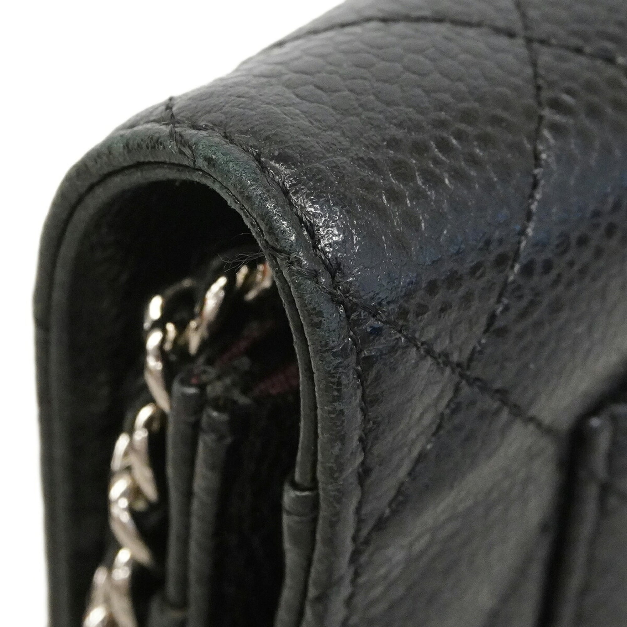 Chanel Black Grained Calfskin Chain/Shoulder Wallet (Pre-Owned)