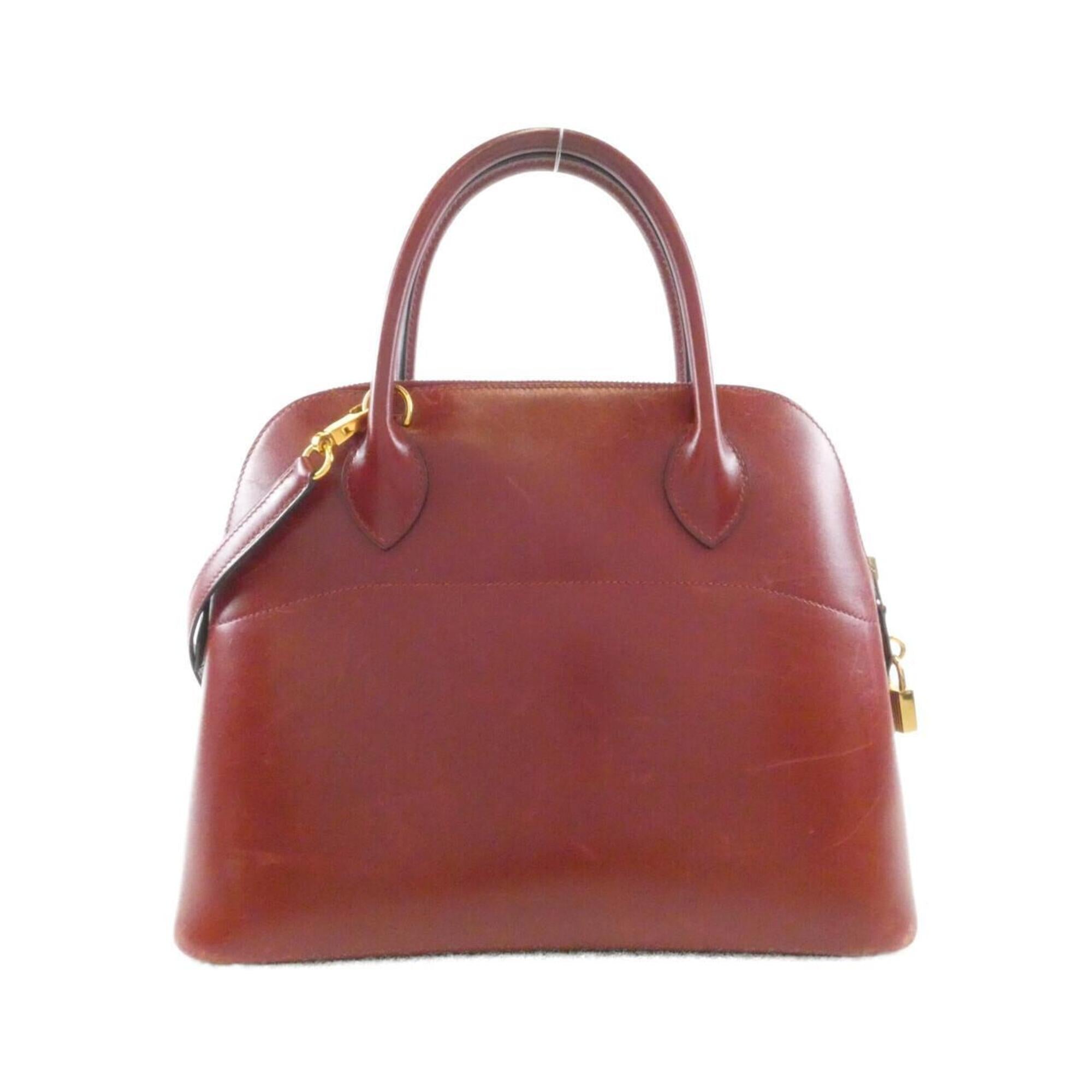 Hermes Rouge H Box Calf Leather Handbag (Pre-Owned)