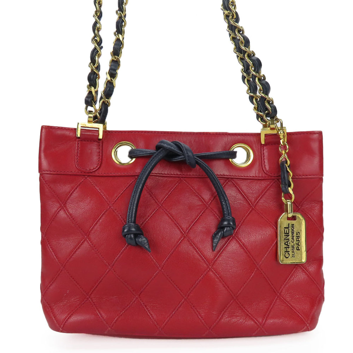 Chanel Bicolor Red Color Leather Shoulder Bag (Pre-Owned)