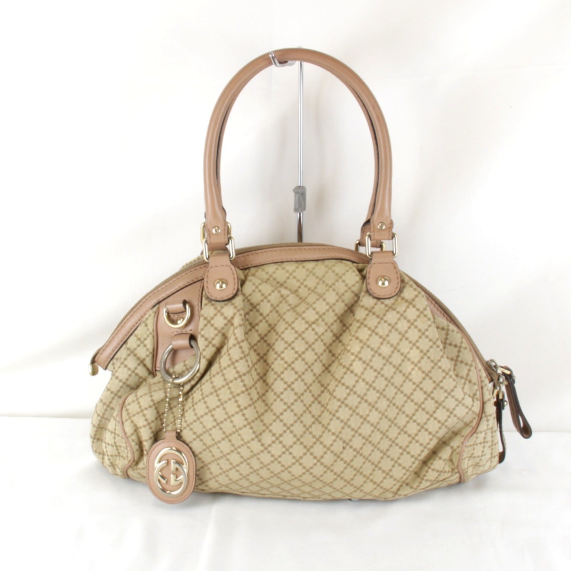 Gucci Beige Black Yellow Canvas Handbag (Pre-Owned)