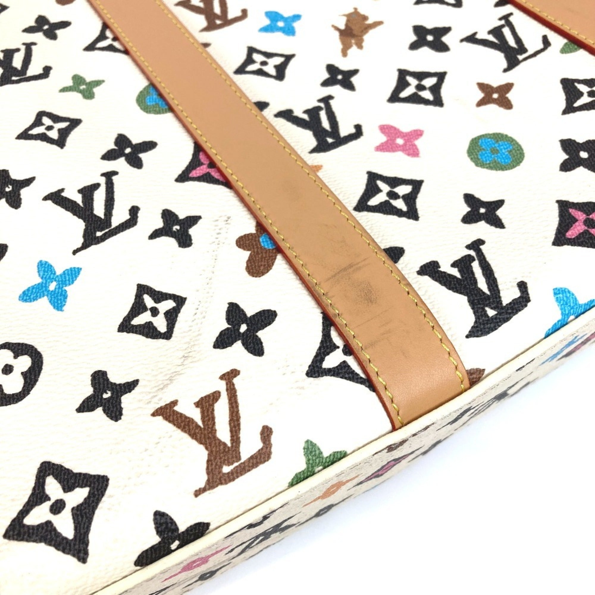 Louis Vuitton Beige Multi-Color Handbag Tote Bag (Pre-Owned)