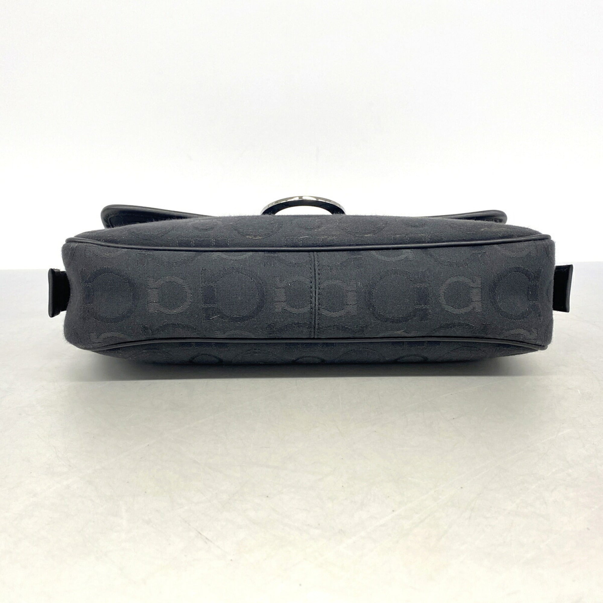 Salvatore Ferragamo Black Canvas Shoulder Bag (Pre-Owned)
