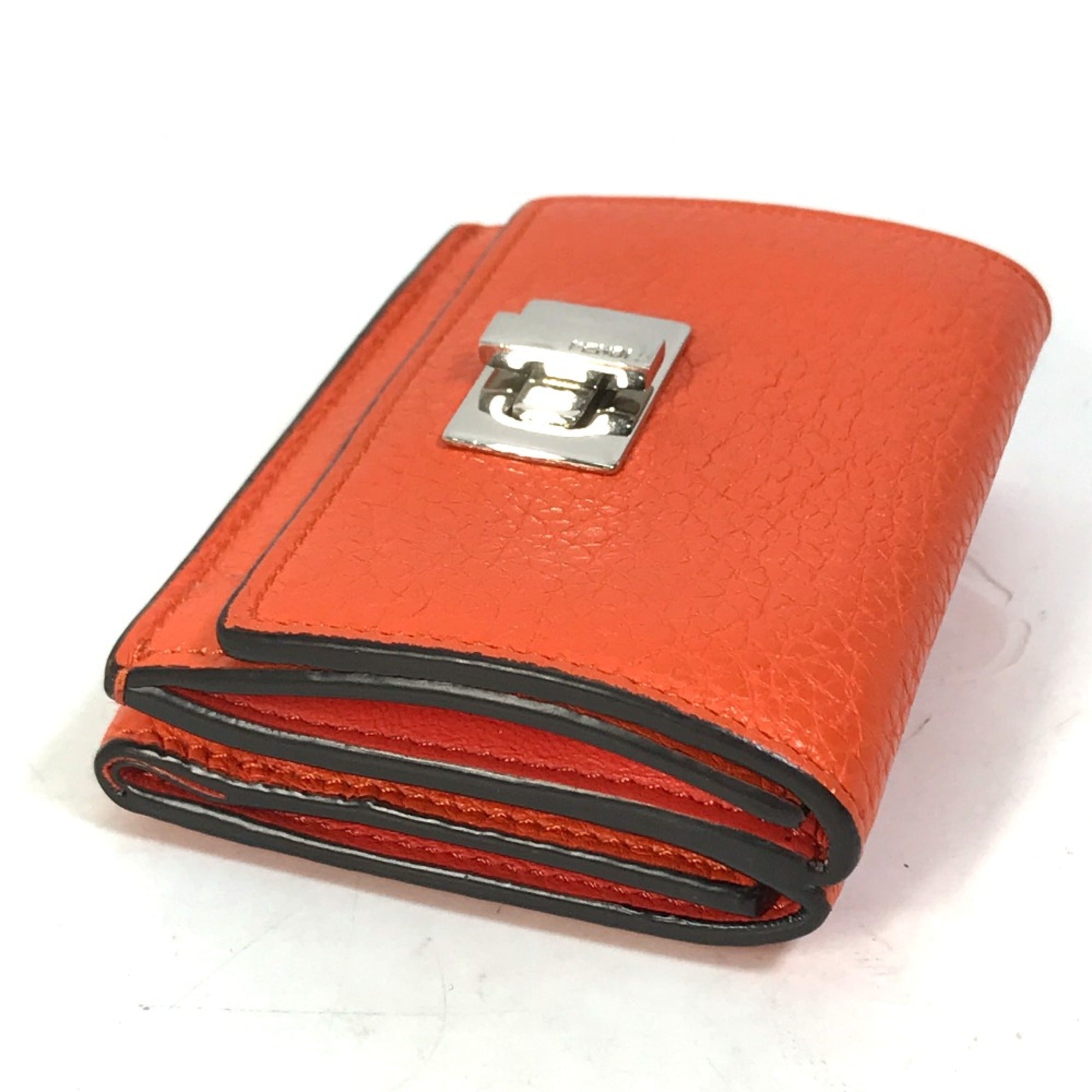 Fendi Orange Leather Wallet (Tri-Fold) (Pre-Owned)