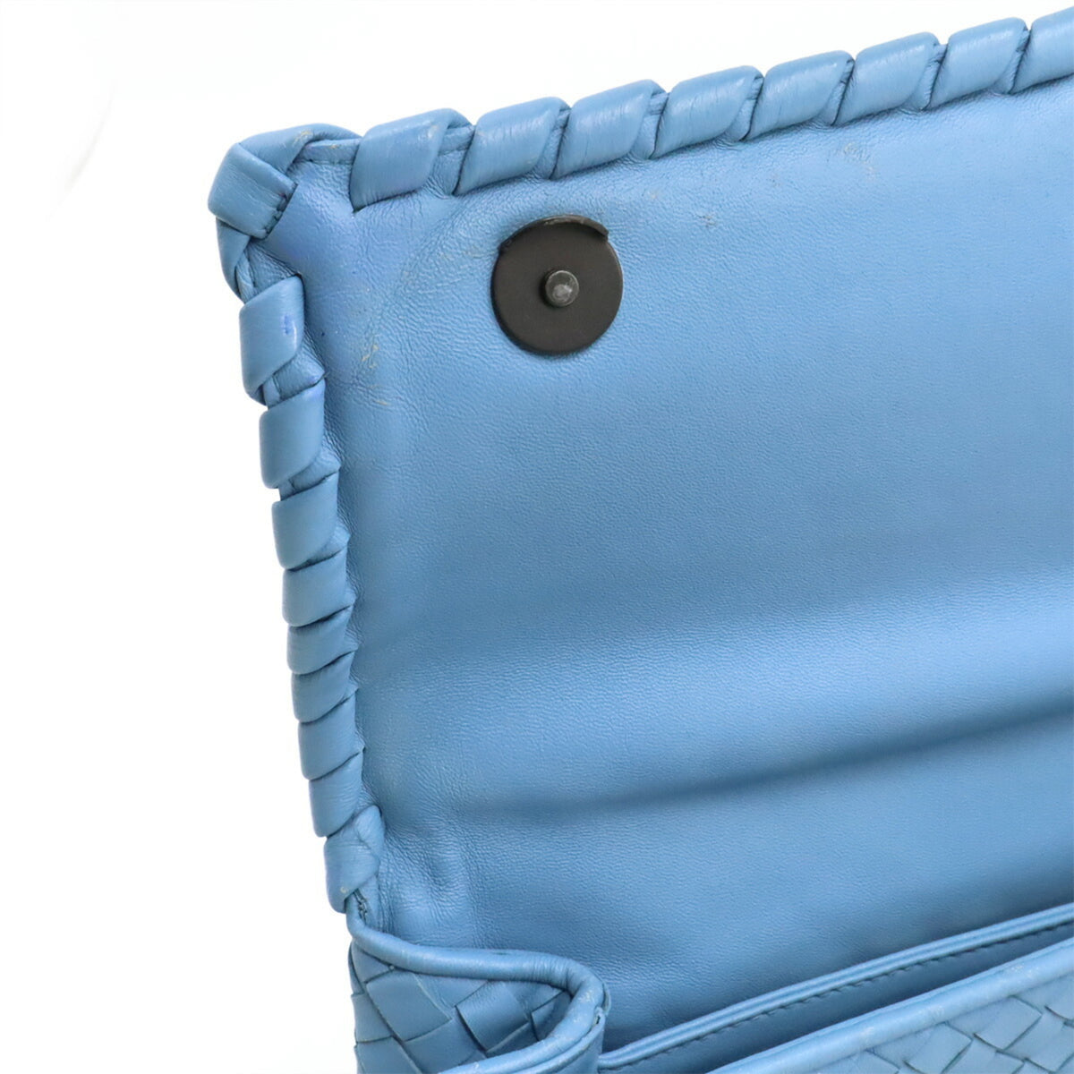 Bottega Veneta Intrecciato Light Blue Leather Shoulder Bag (Pre-Owned)