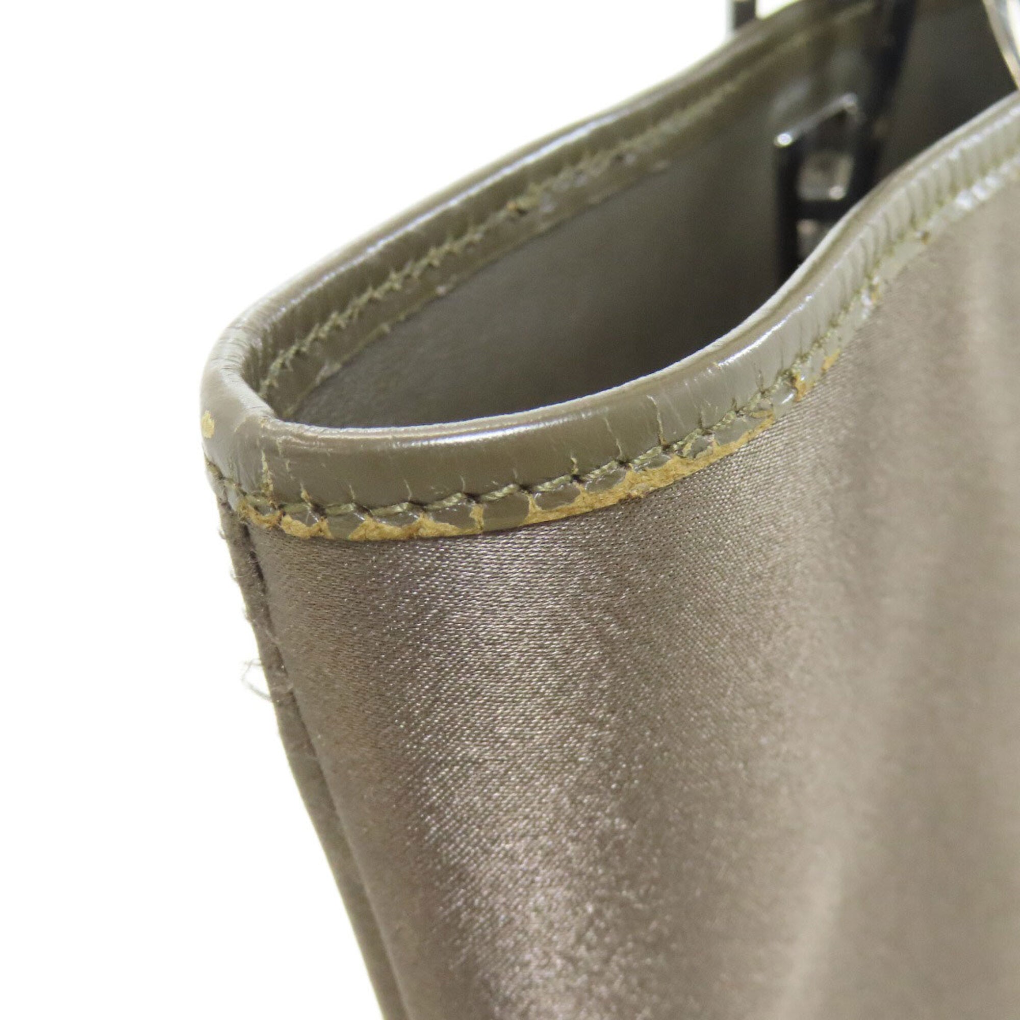 Gucci Khaki Brown Nylon Leather Tote Bag (Pre-Owned)