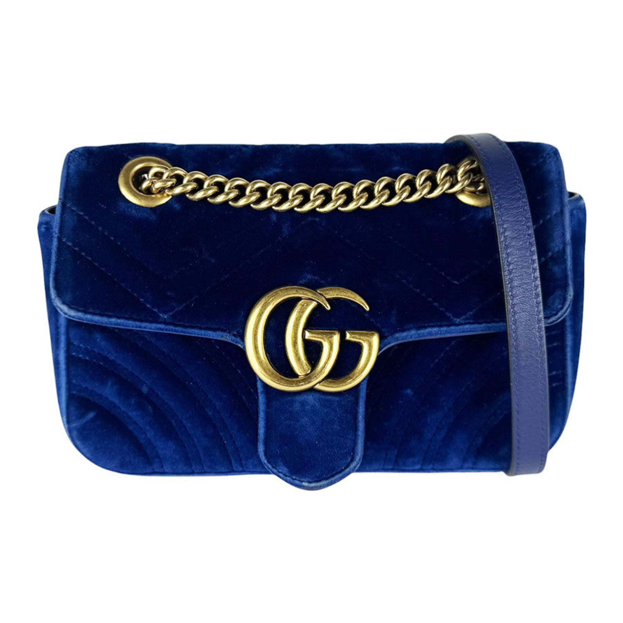 Gucci Blue Velvet Shoulder Bag (Pre-Owned)