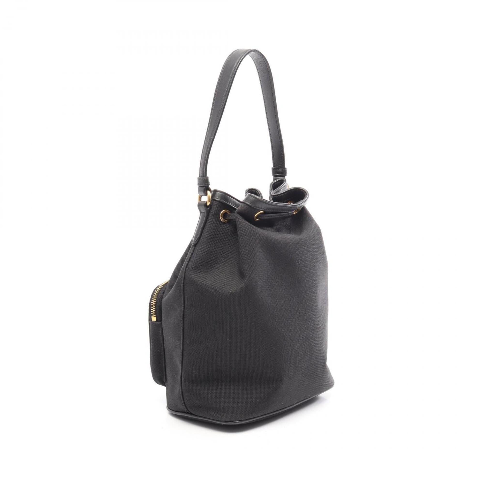 Prada Black Canvas Leather Handbag (Pre-Owned)