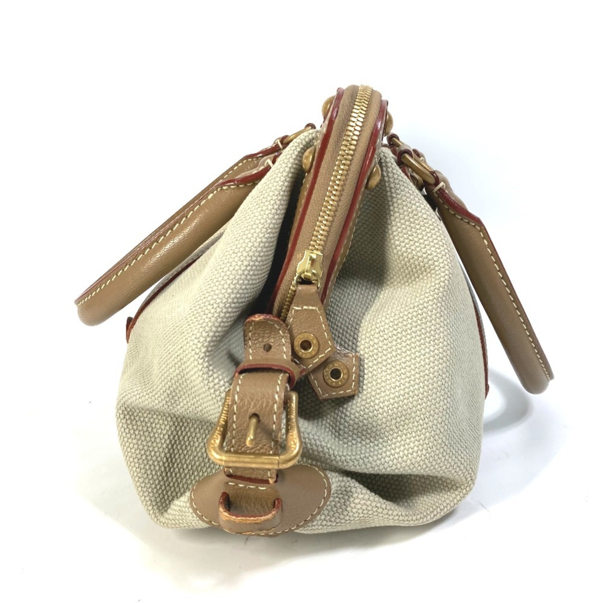 Louis Vuitton Beige Canvas Leather Handbag Shoulder Bag (Pre-Owned)
