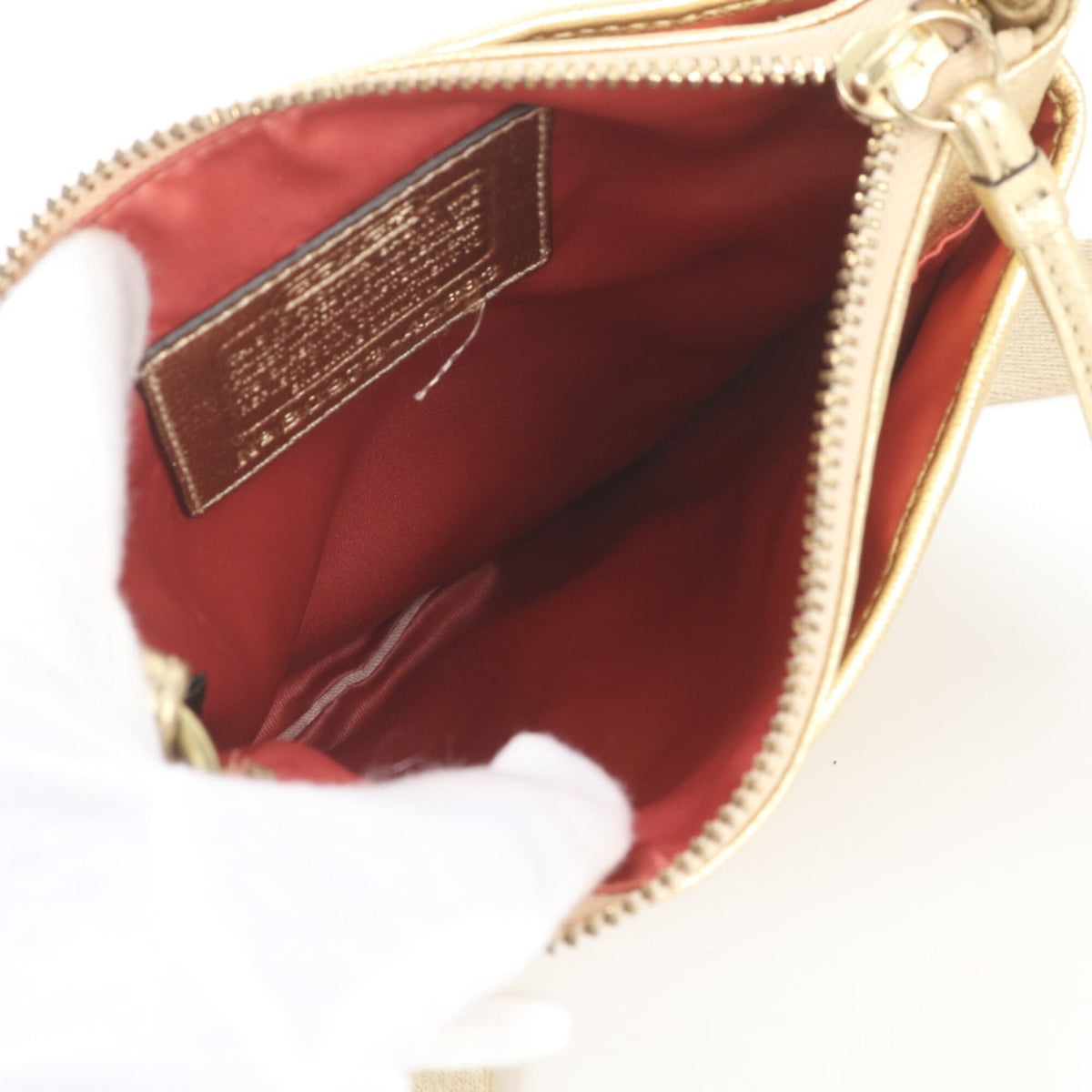 Coach Gold Leather Canvas Crossbody Bag Shoulder Bag (Pre-Owned)