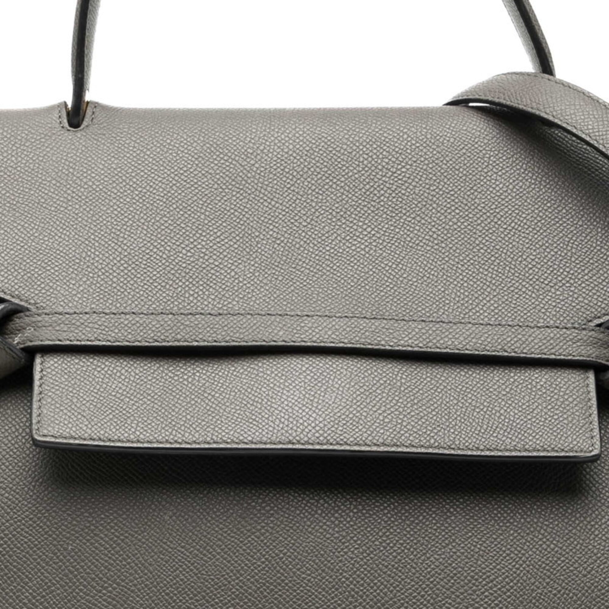 Celine Gray Leather Handbag Shoulder Bag (Pre-Owned)