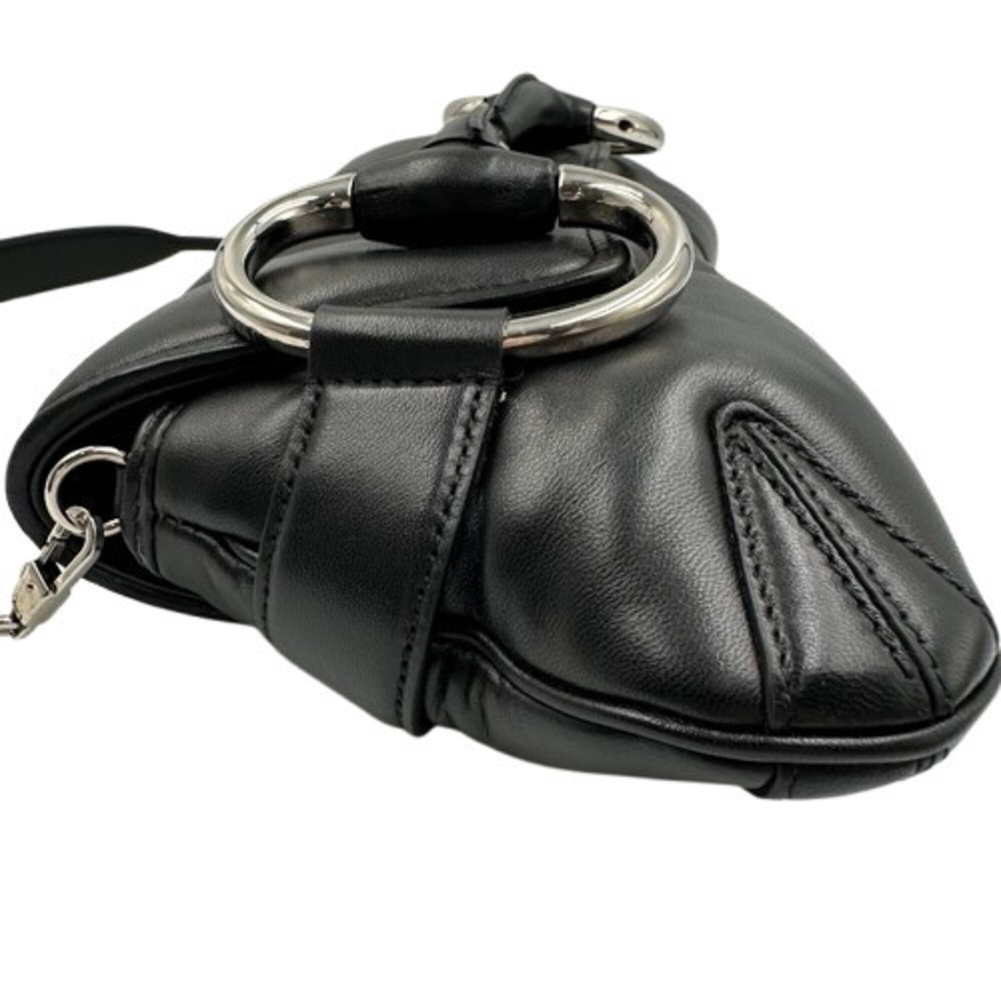 Gucci Horsebit Black Leather Shoulder Bag (Pre-Owned)