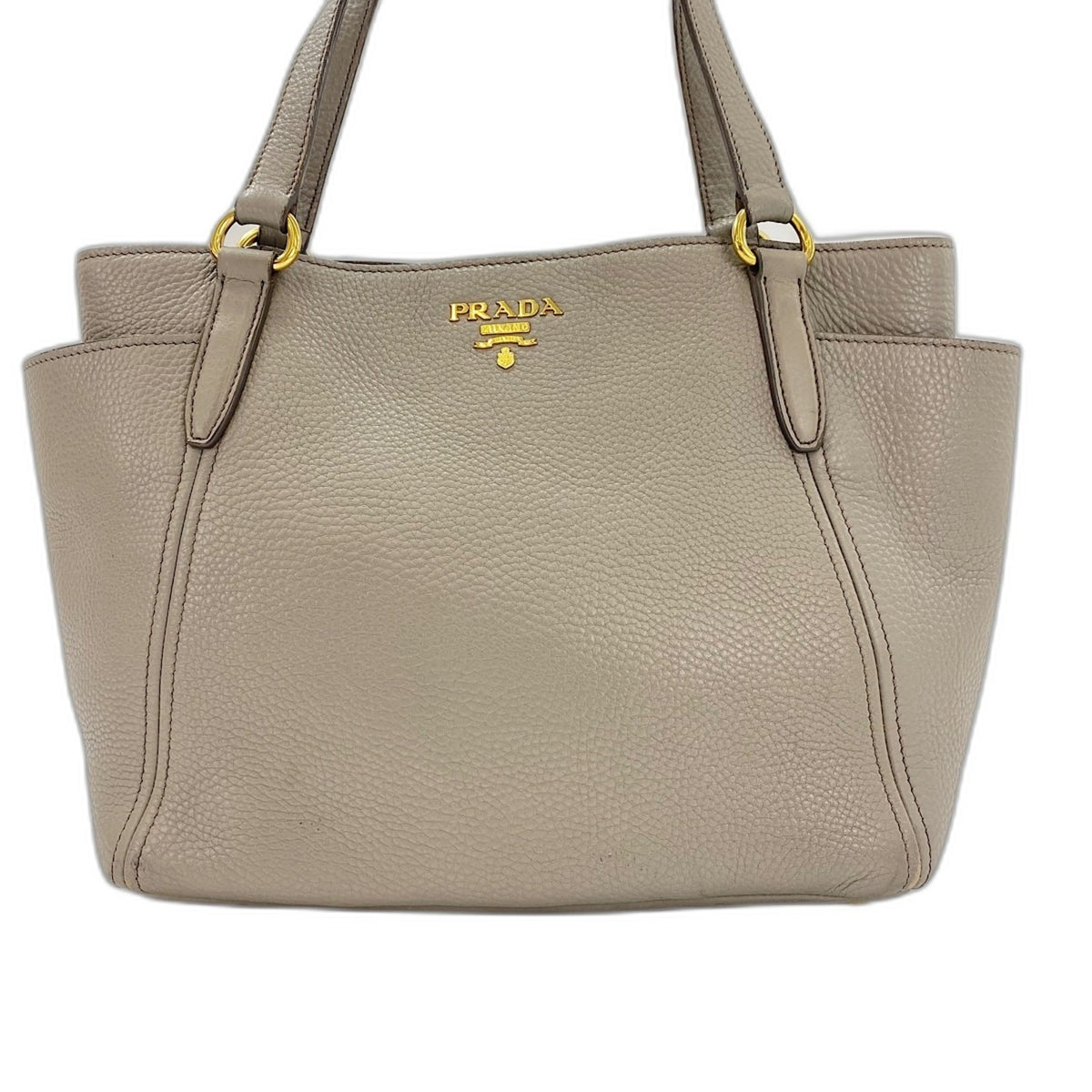 Prada Gray Leather Tote Bag (Pre-Owned)