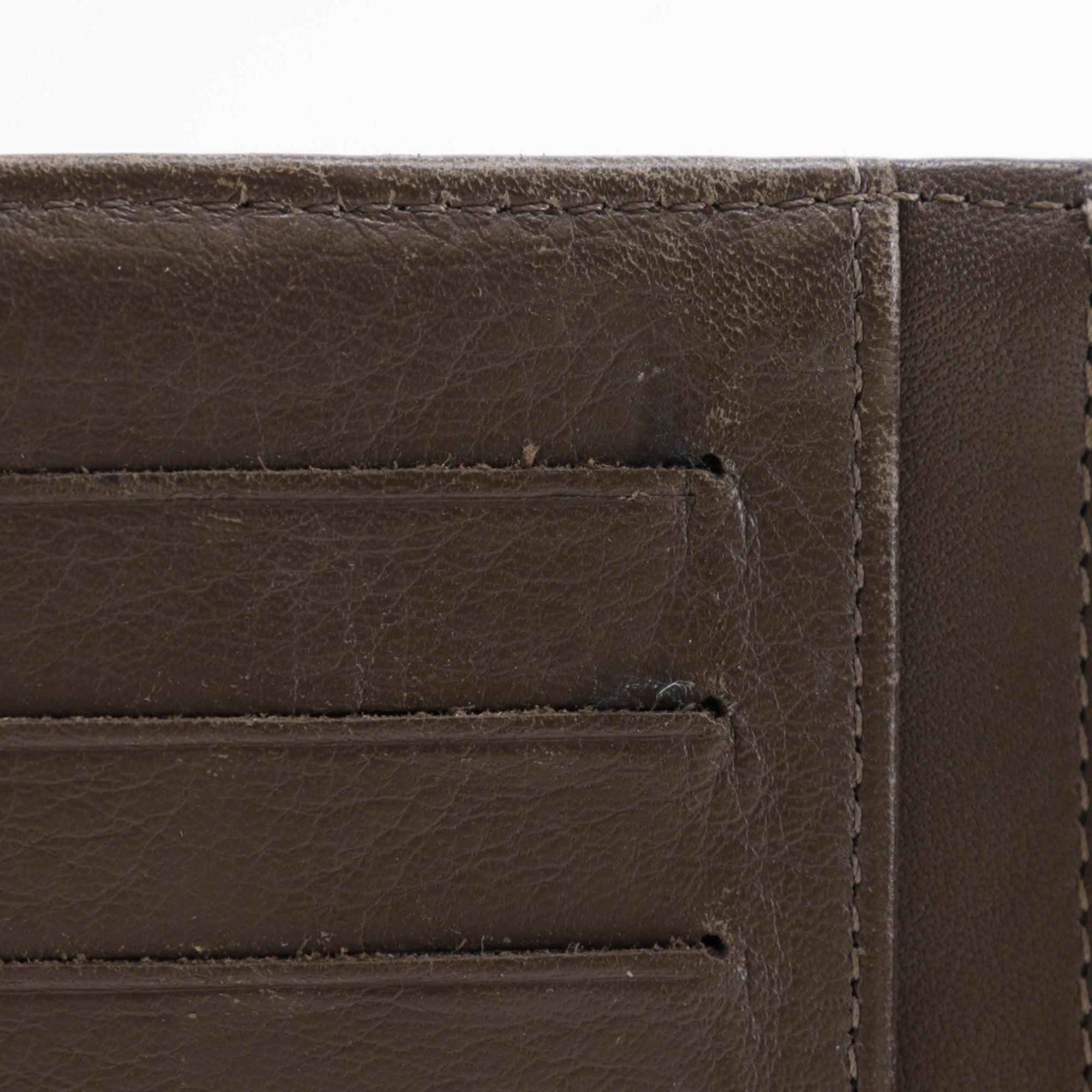 Chanel Bronze Leather Long Wallet (Bi-Fold) (Pre-Owned)