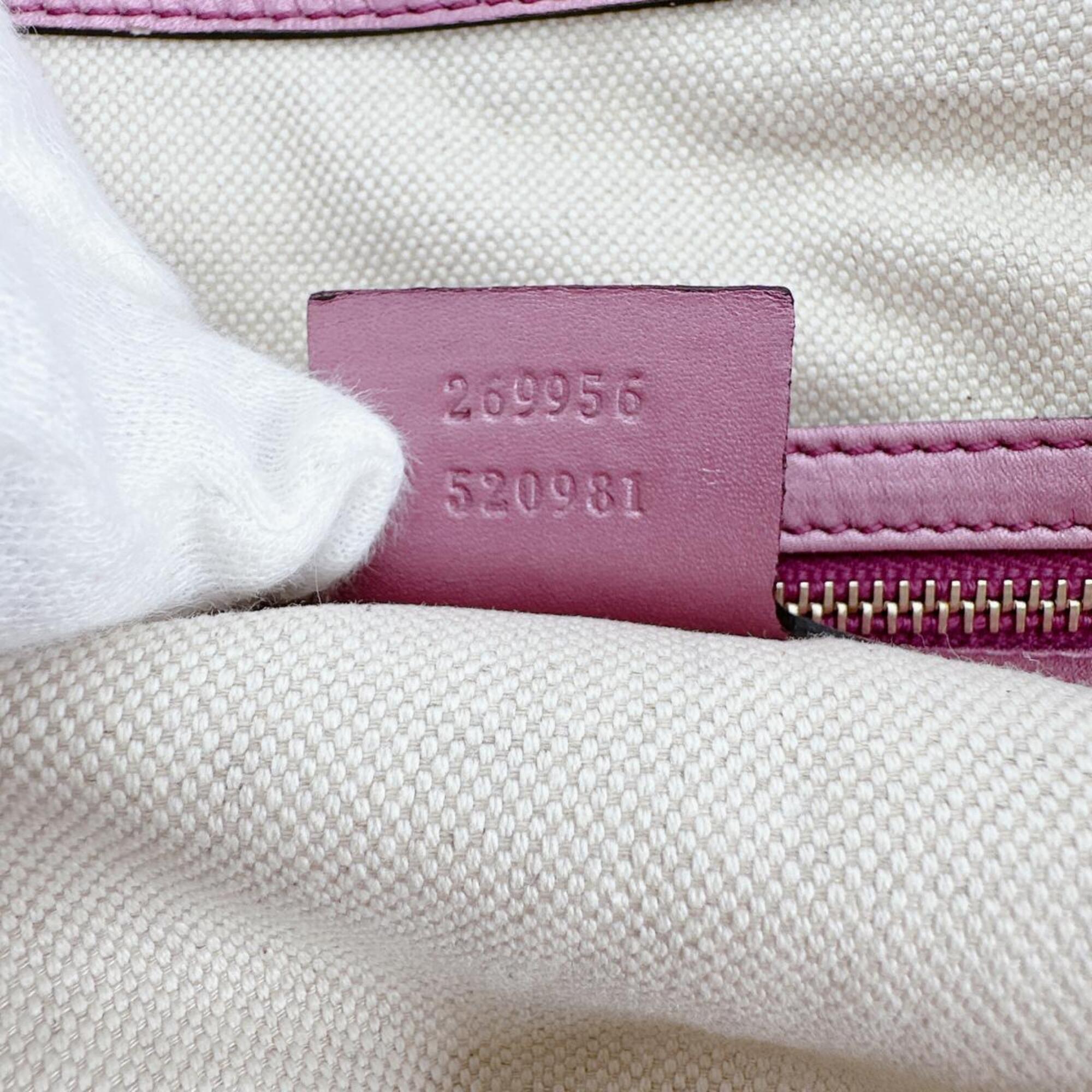 Gucci Brown Pink Gg Canvas Tote Bag (Pre-Owned)
