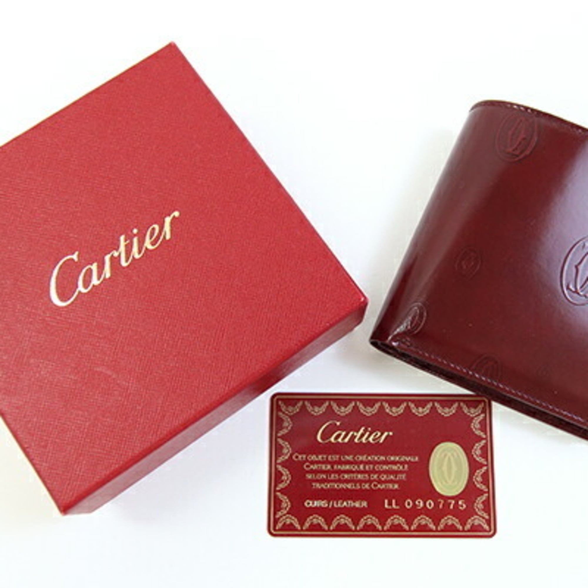 Cartier Happy Birthday Bordeaux Leather Wallet (Bi-Fold) (Pre-Owned)