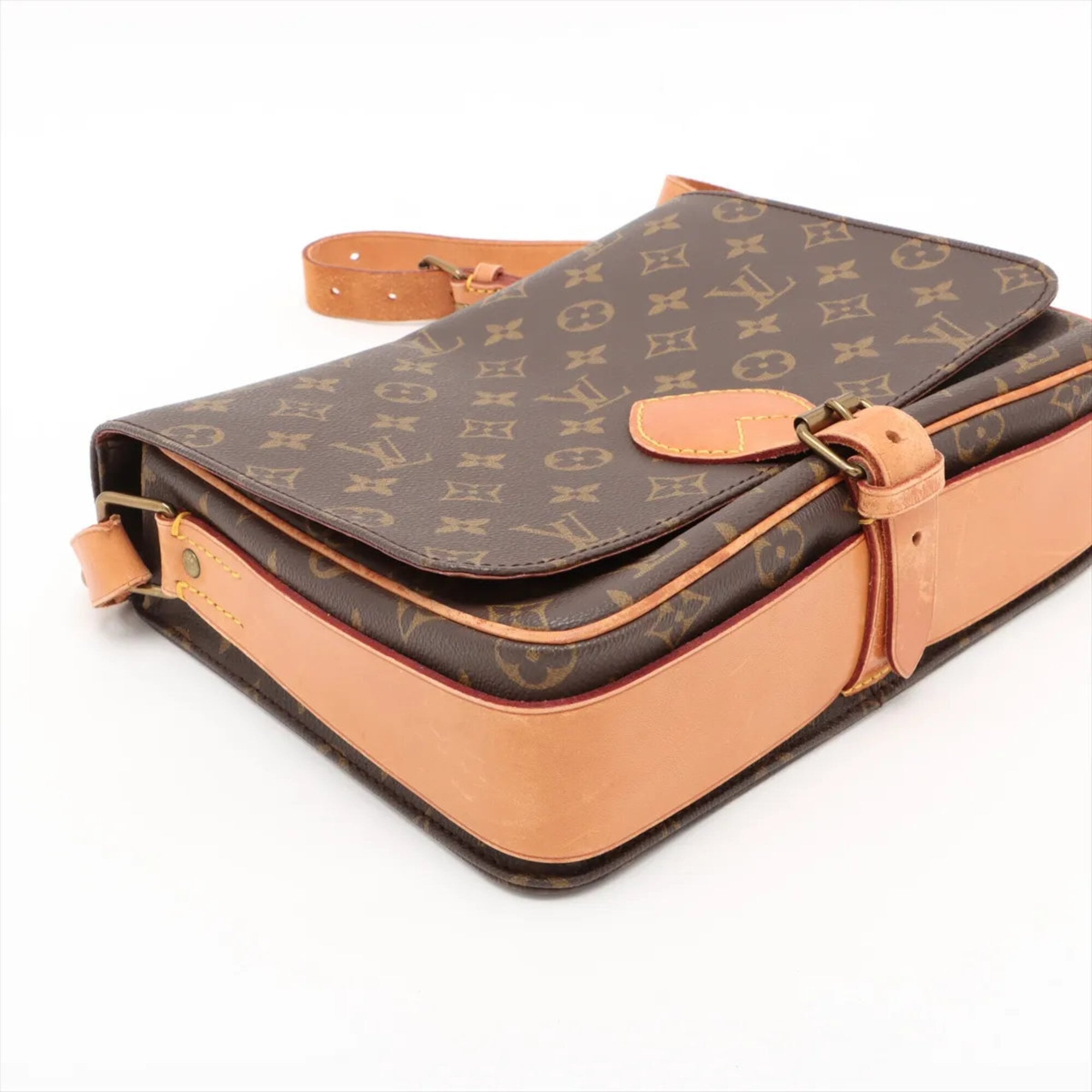 Louis Vuitton Brown Leather Coated Canvas Shoulder Bag Tote Bag (Pre-Owned)