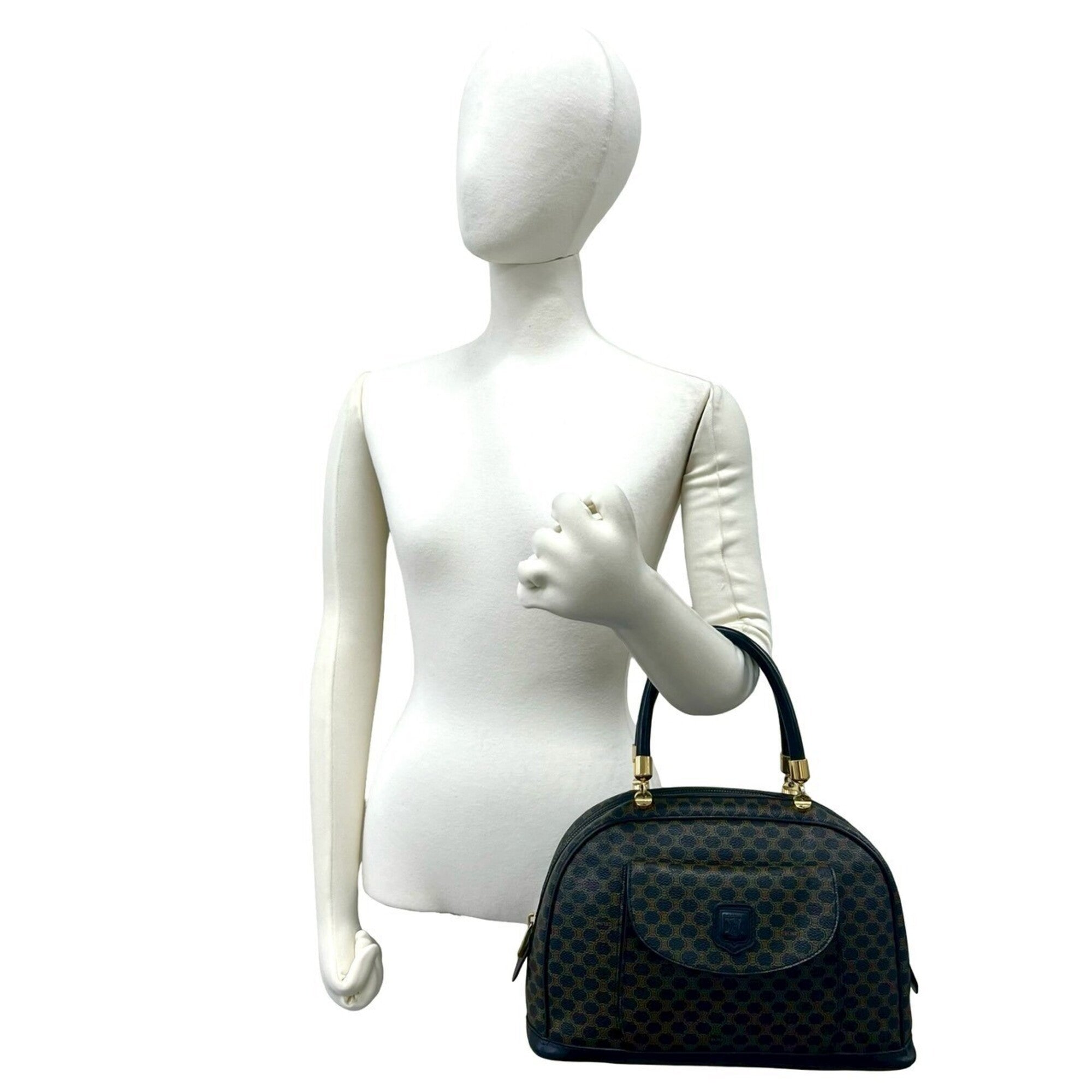 Celine Brown Leather Pvc Boston Bag Handbag (Pre-Owned)