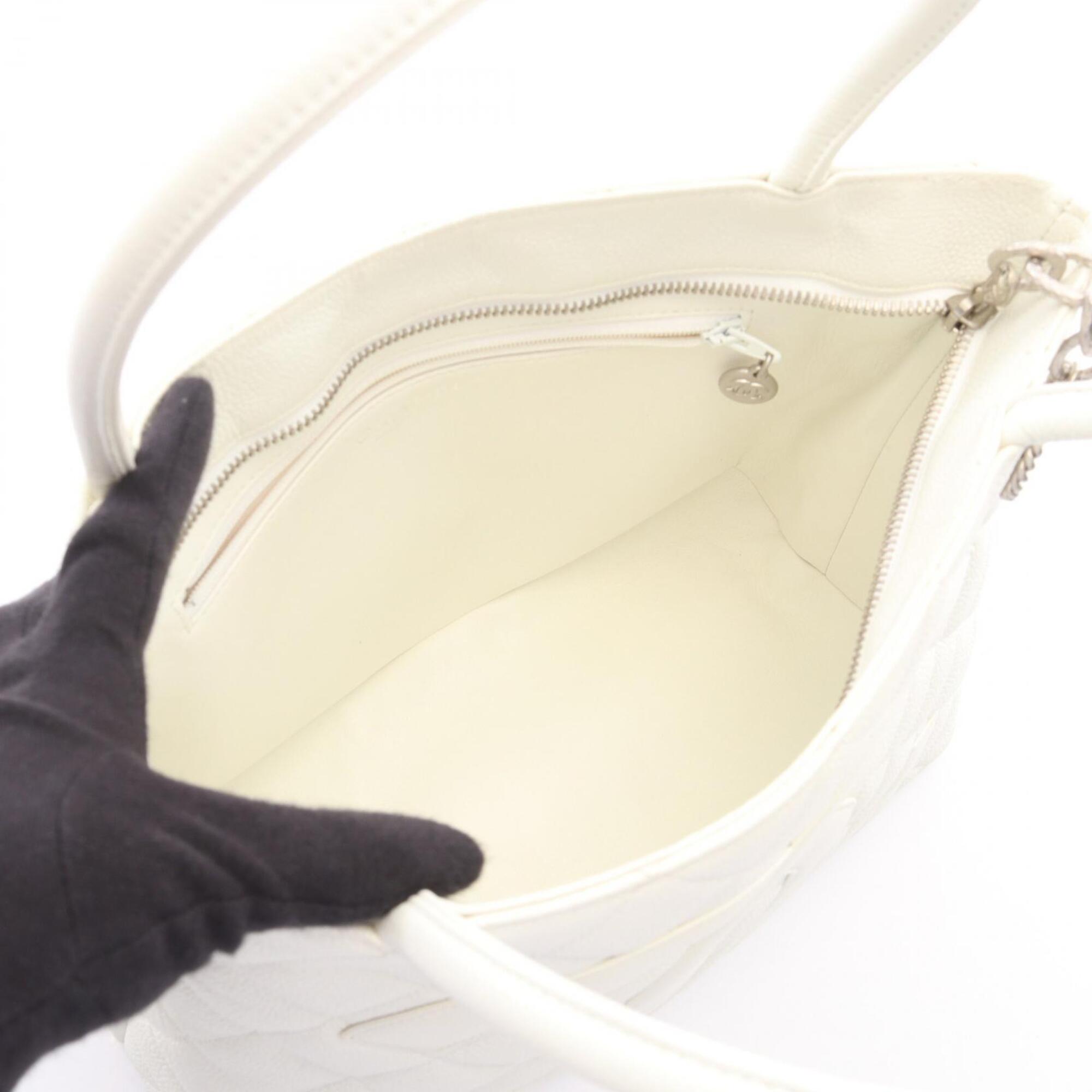 Chanel White Grained Calfskin Handbag Tote Bag (Pre-Owned)