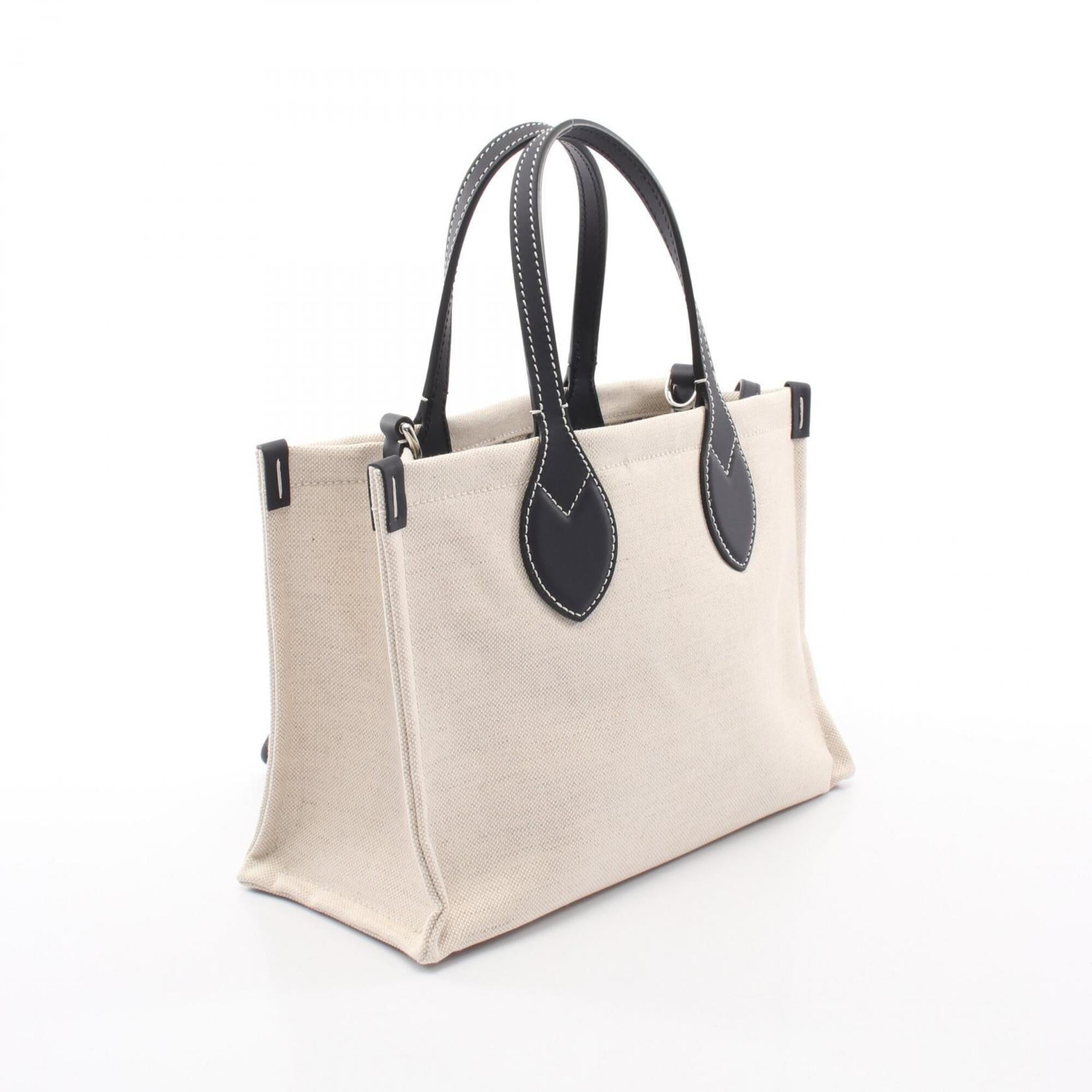 Gucci Navy White Canvas Leather Handbag Pouch Tote Bag (Pre-Owned)