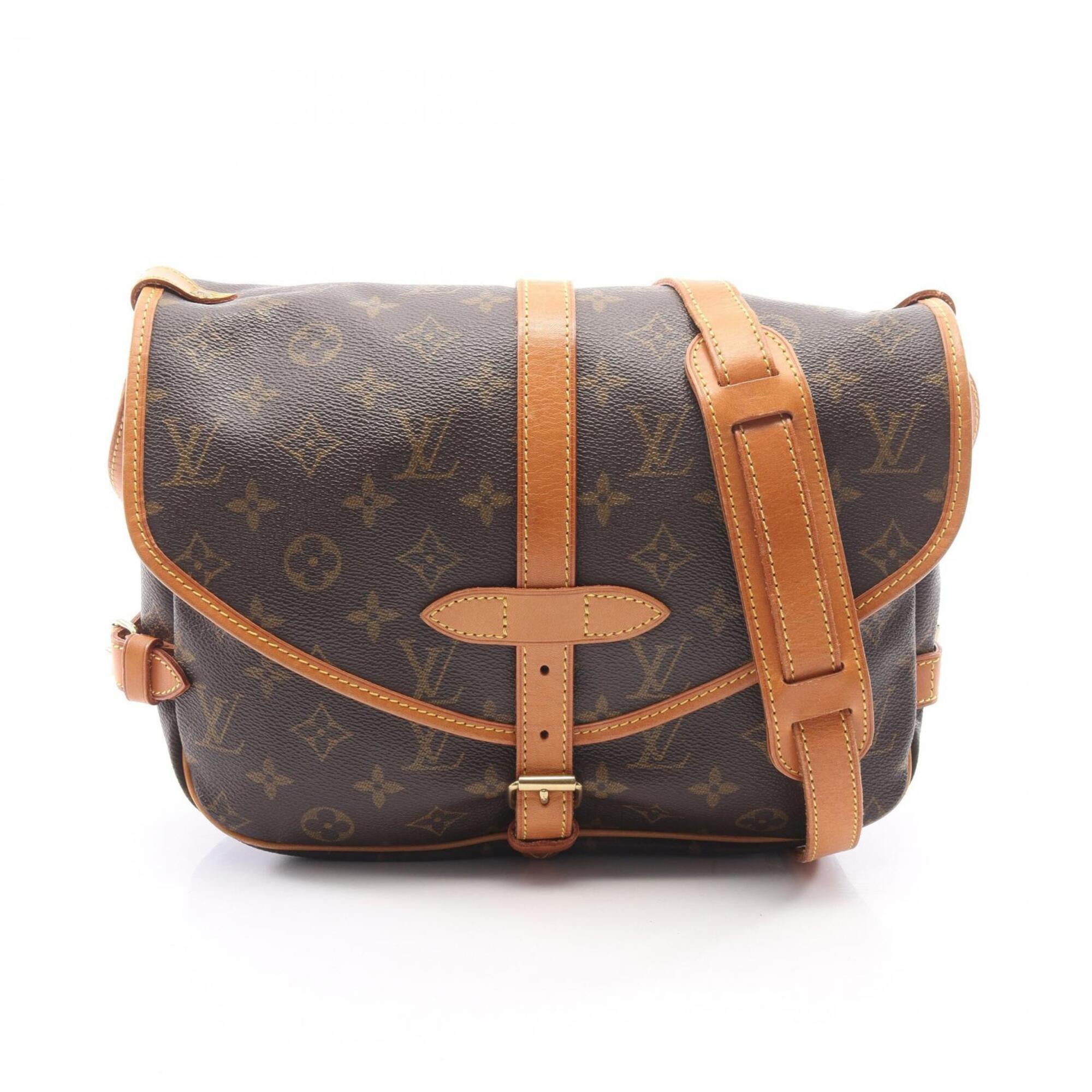 Louis Vuitton Brown Coated Canvas Leather Handbag Shoulder Bag (Pre-Owned)
