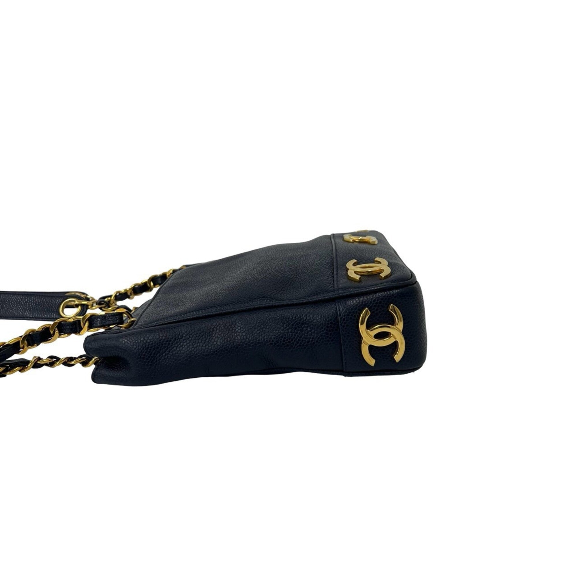 Chanel Navy Grained Calfskin Shoulder Bag Tote Bag (Pre-Owned)
