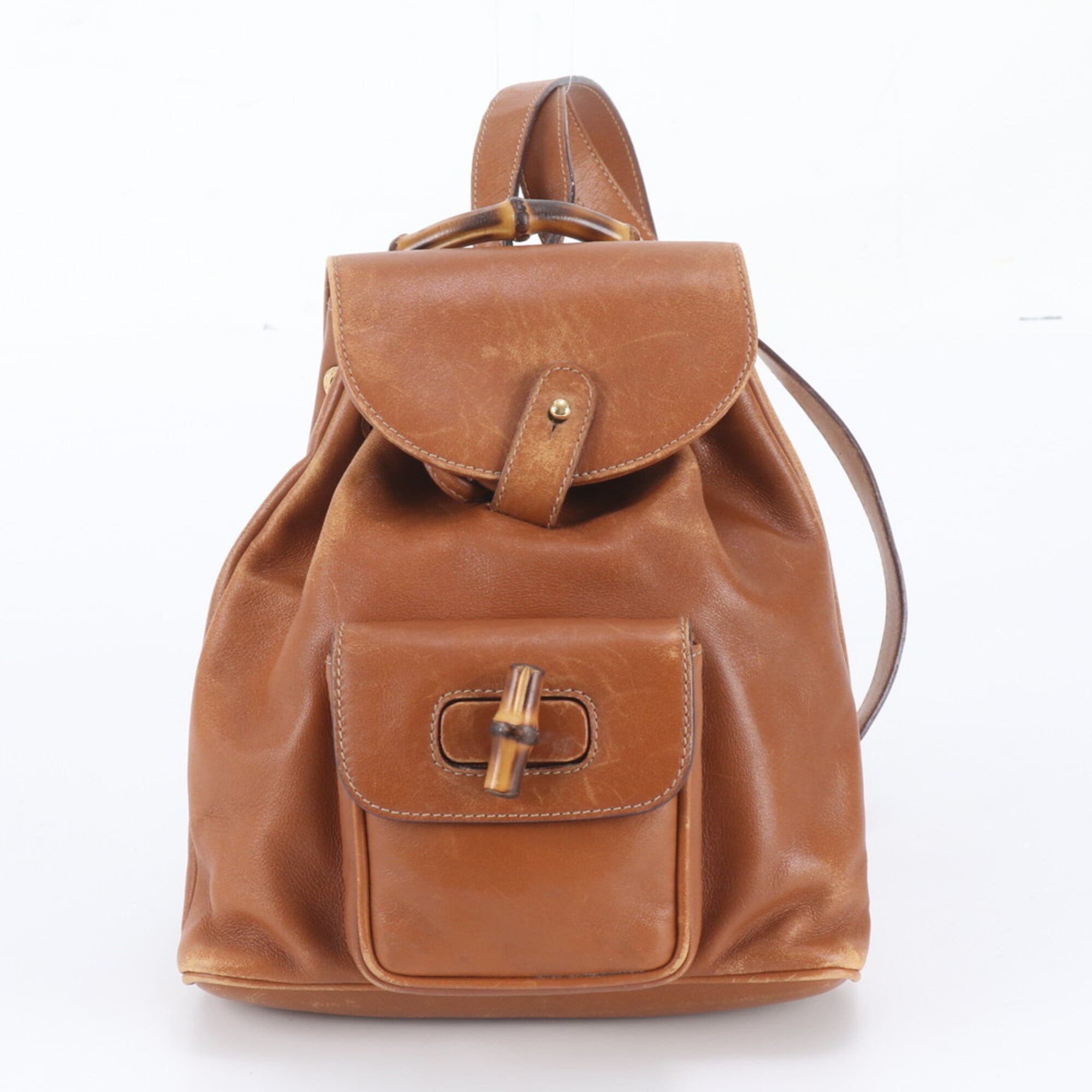 Gucci Camel Leather Backpack Shoulder Bag (Pre-Owned)