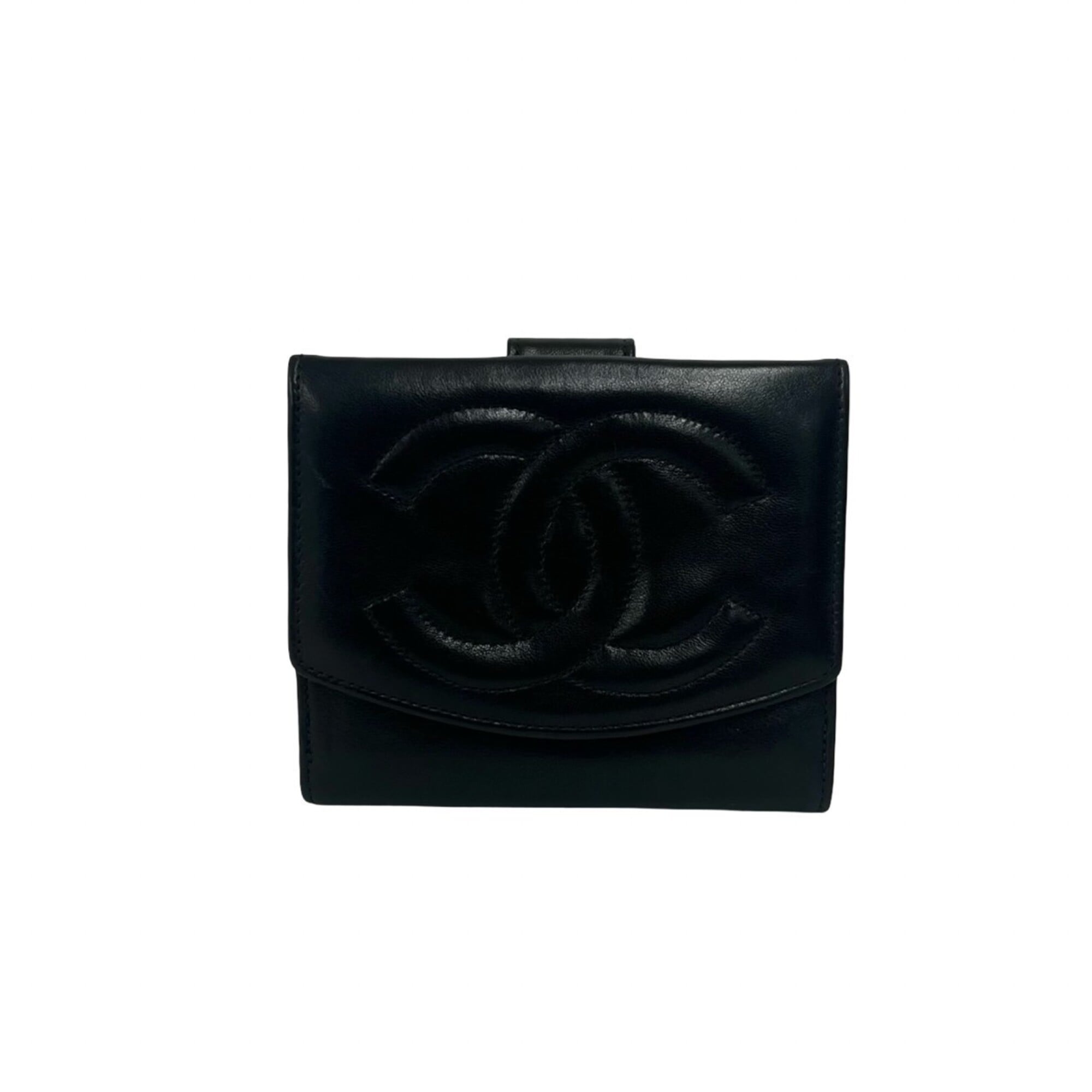 Chanel Black Leather Wallet (Bi-Fold) (Pre-Owned)