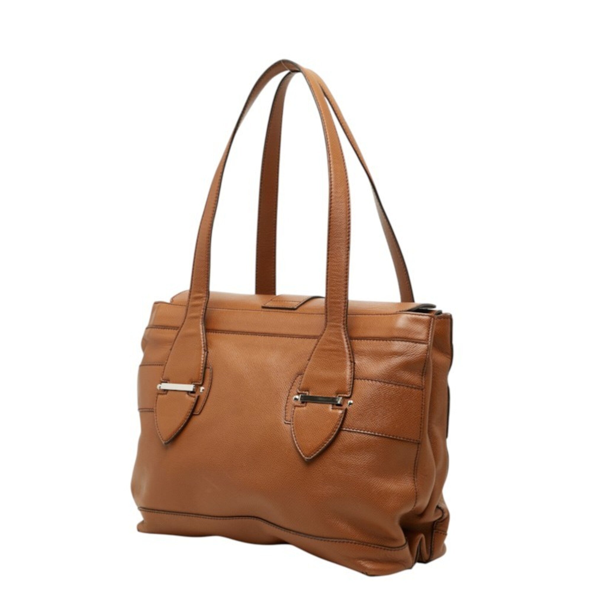 Salvatore Ferragamo Brown Leather Shoulder Bag Tote Bag (Pre-Owned)