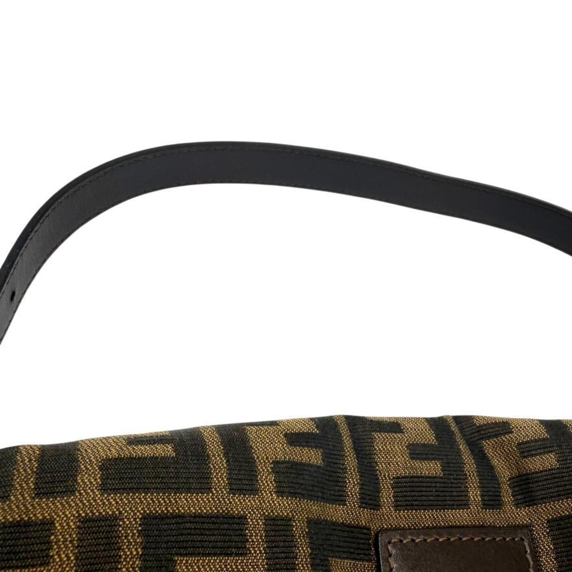 Fendi Brown Canvas Leather Handbag Pouch (Pre-Owned)