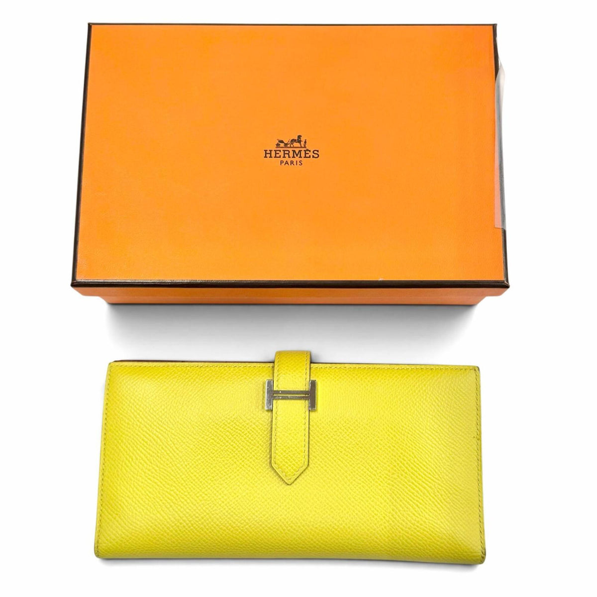 Hermes Lime Epsom Leather Long Wallet (Bi-Fold) (Pre-Owned)