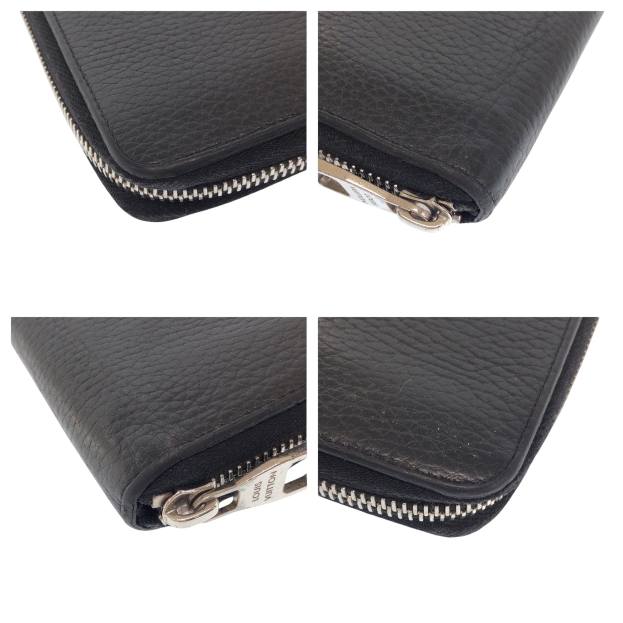 Louis Vuitton Black Leather Long Wallet (Bi-Fold) (Pre-Owned)
