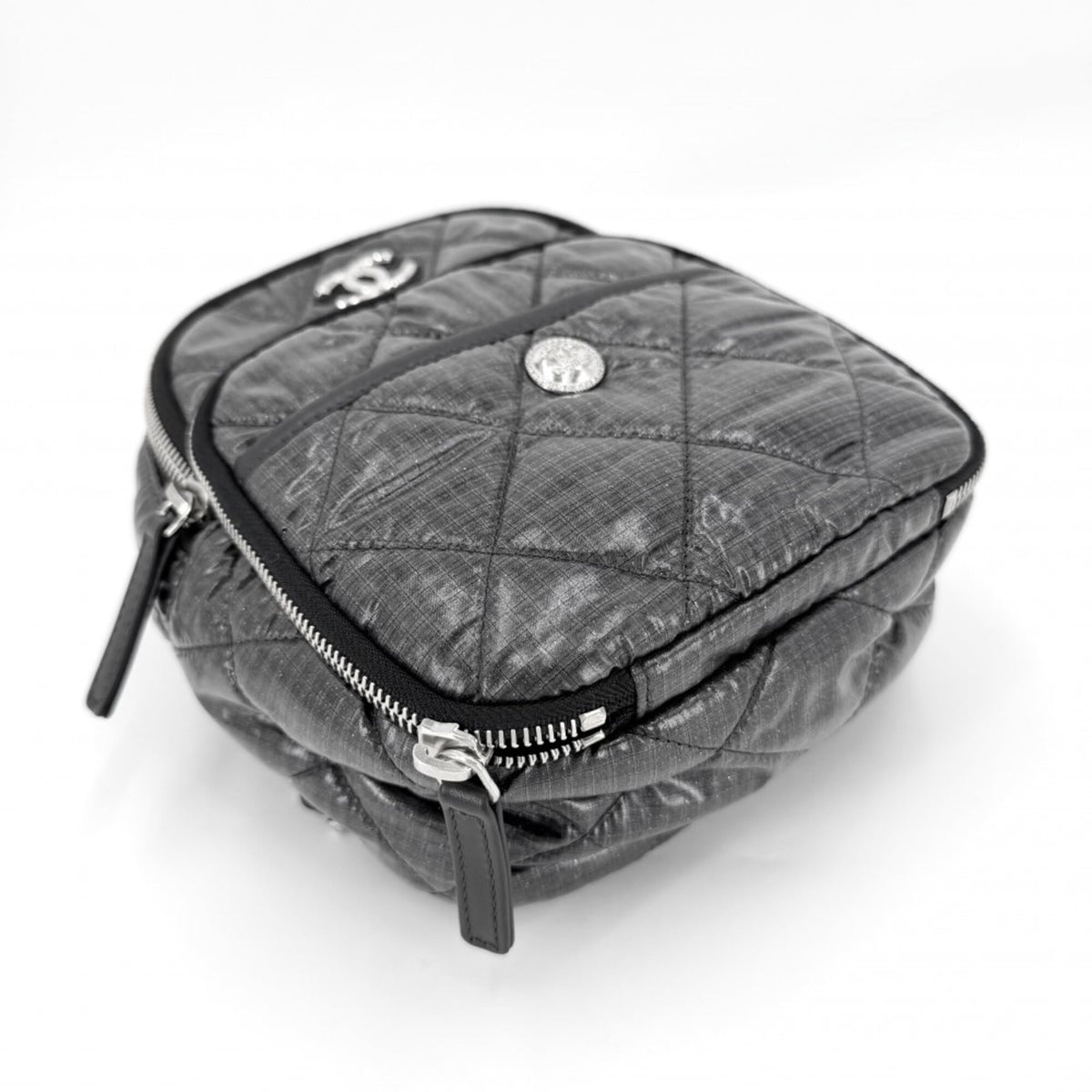 Chanel Matelasse Gray Nylon Backpack (Pre-Owned)
