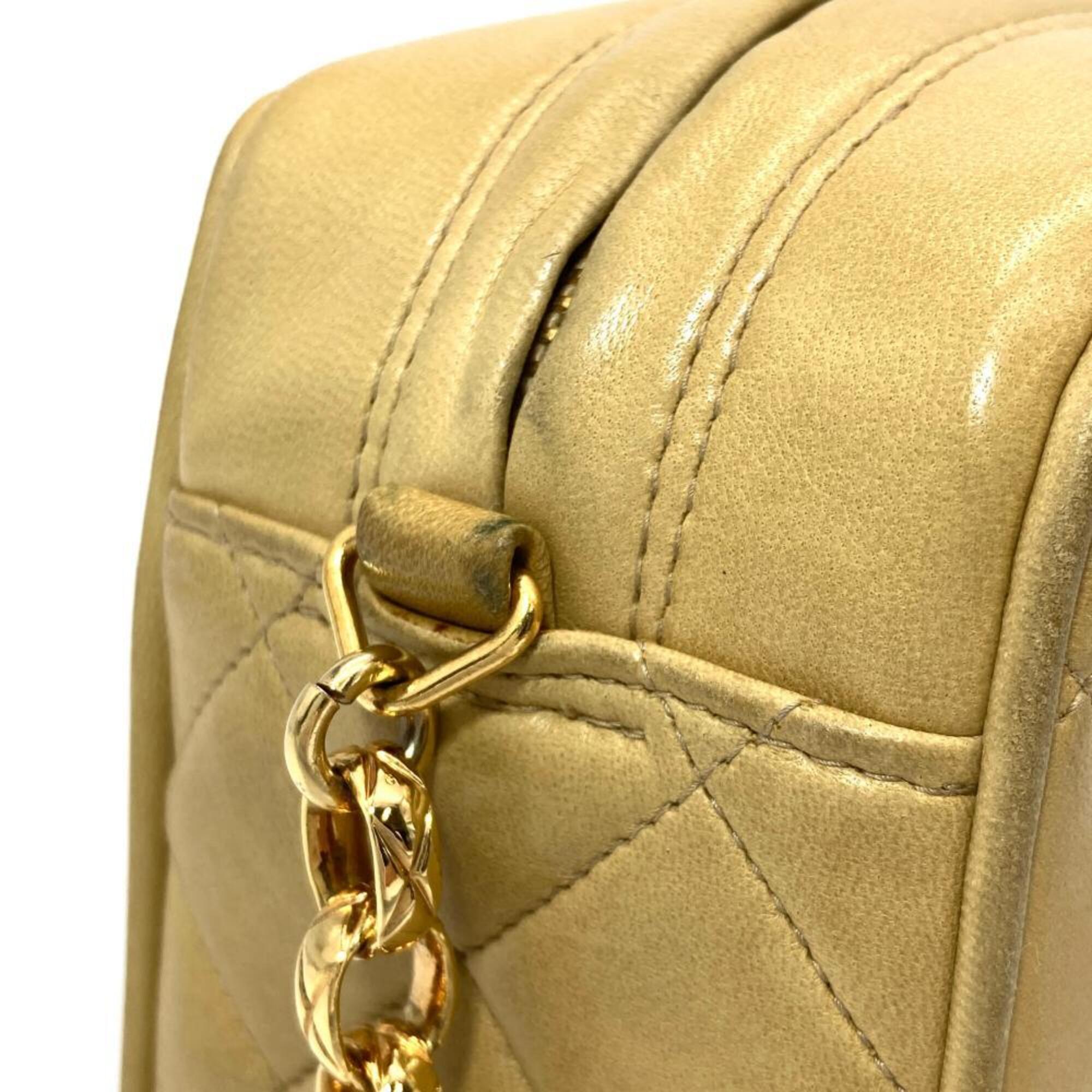 Chanel Beige Beige Gold Black Shoulder Bag (Pre-Owned)