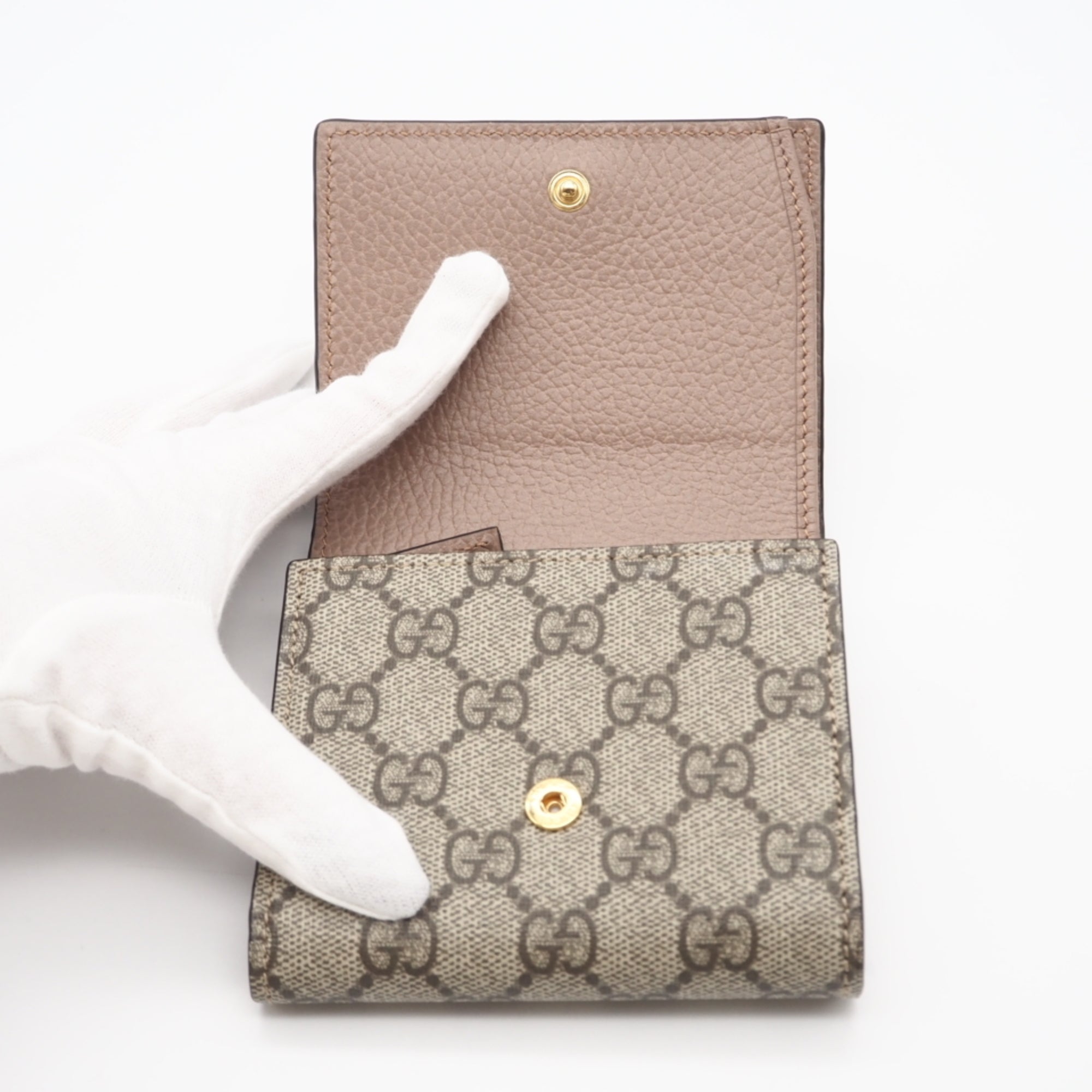 Gucci Gg Supreme Beige Brown Gg Supreme Wallet (Bi-Fold) (Pre-Owned)