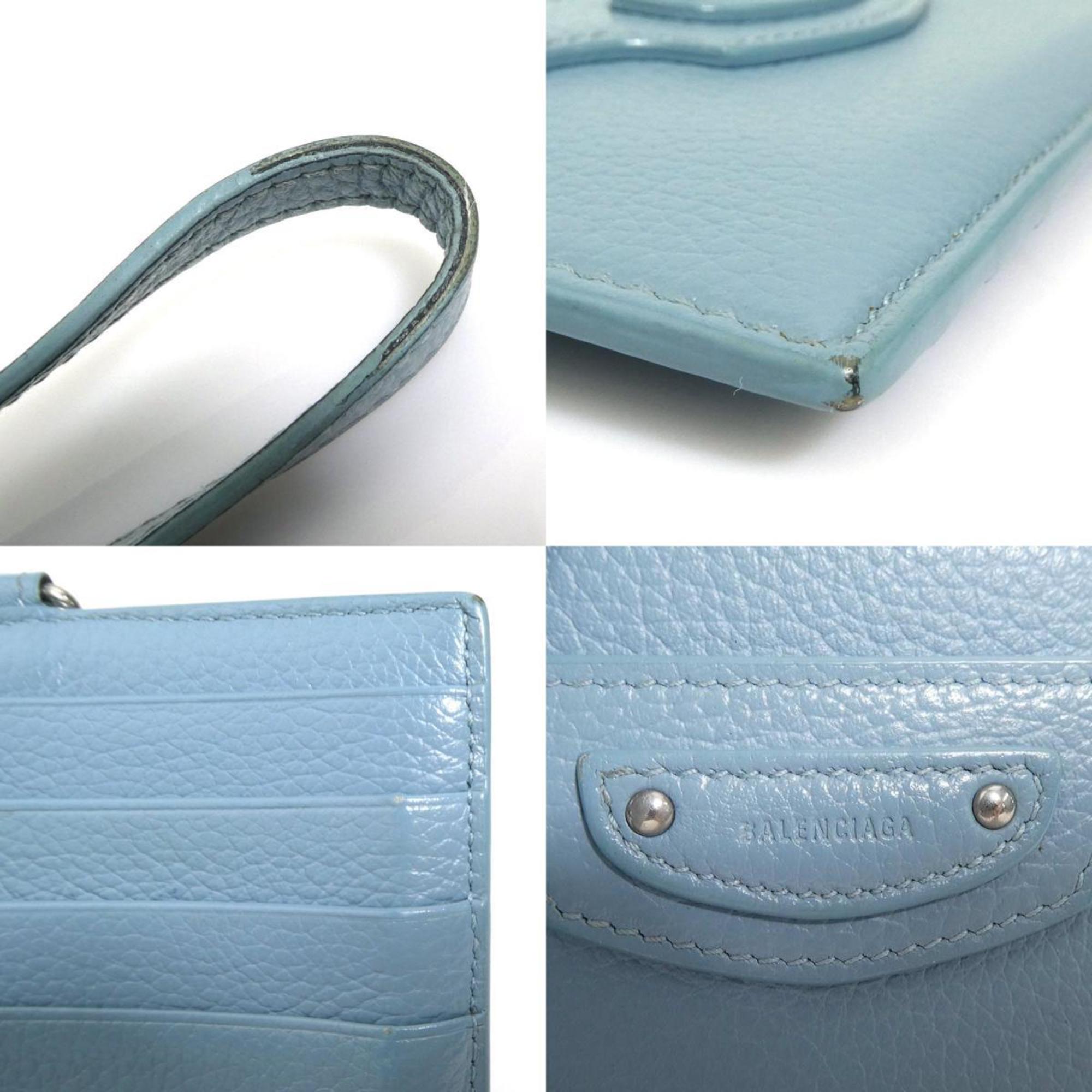 Balenciaga Light Blue Leather Coin Purse/Coin Case (Pre-Owned)