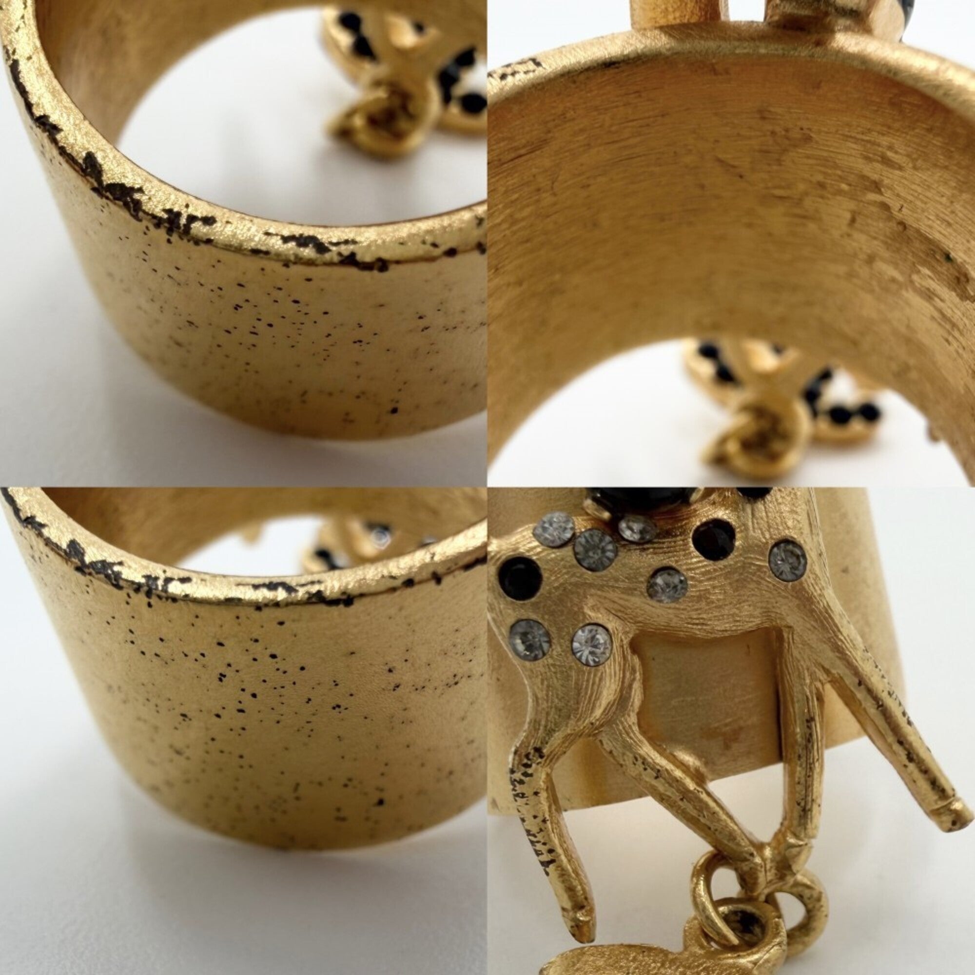 Chanel Gold Plating Rhinestone Band Ring (Pre-Owned)