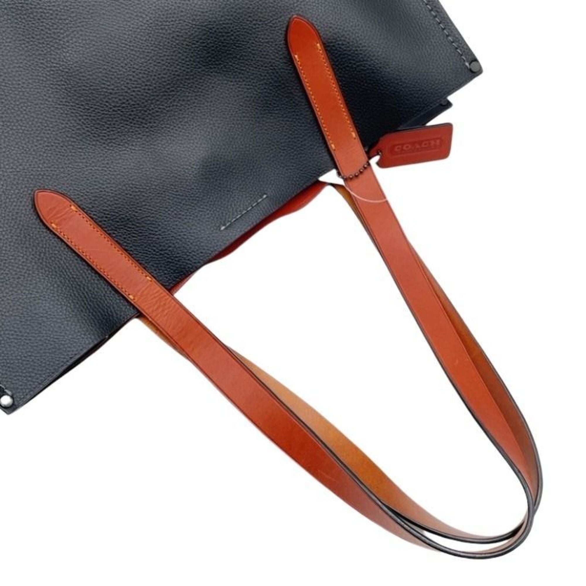 Coach Black Brown Leather Handbag Tote Bag (Pre-Owned)