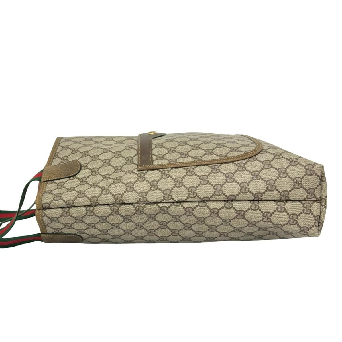 Gucci Brown Green Red Color Pvc Leather Handbag Tote Bag (Pre-Owned)