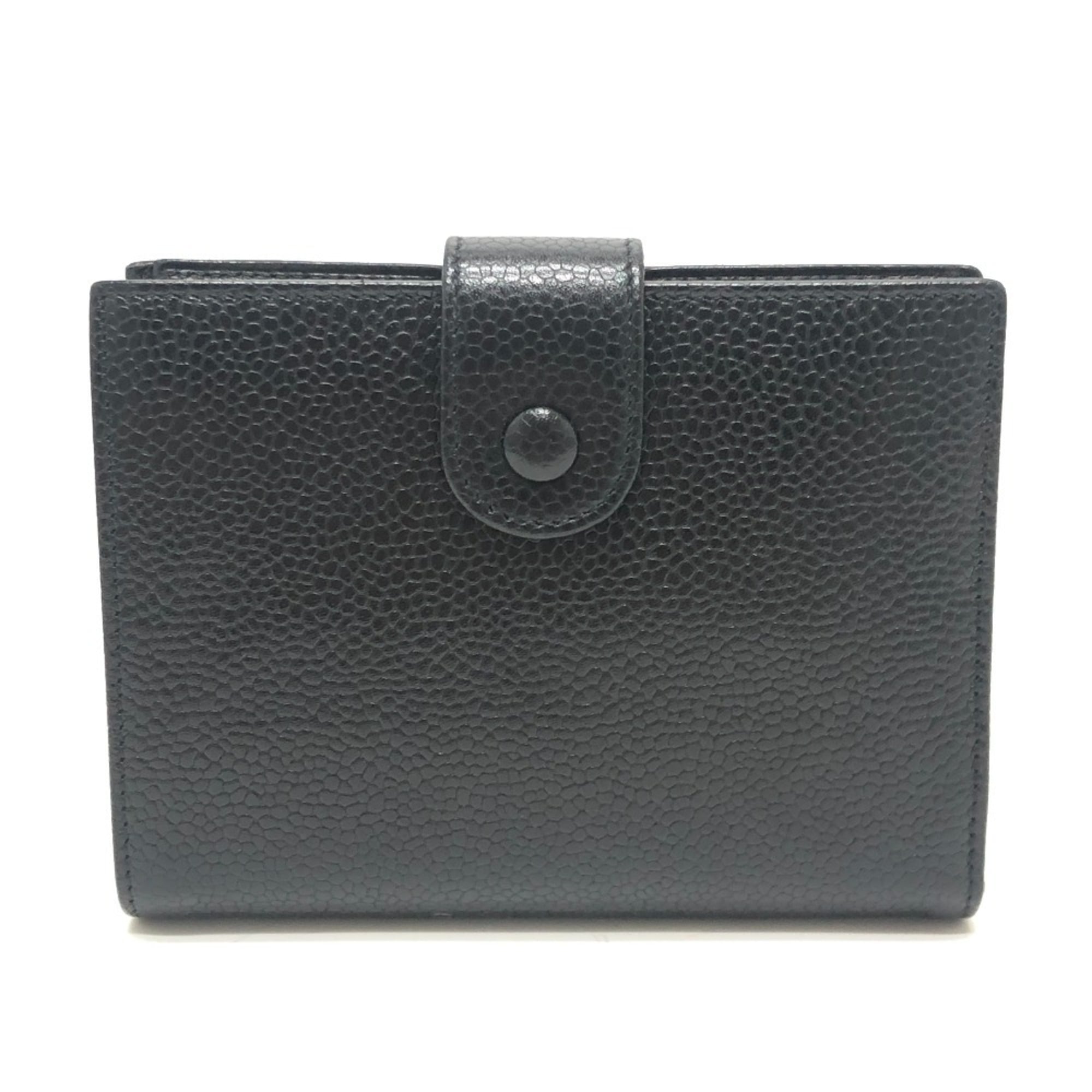 Chanel Black Grained Calfskin Long Wallet (Bi-Fold) (Pre-Owned)