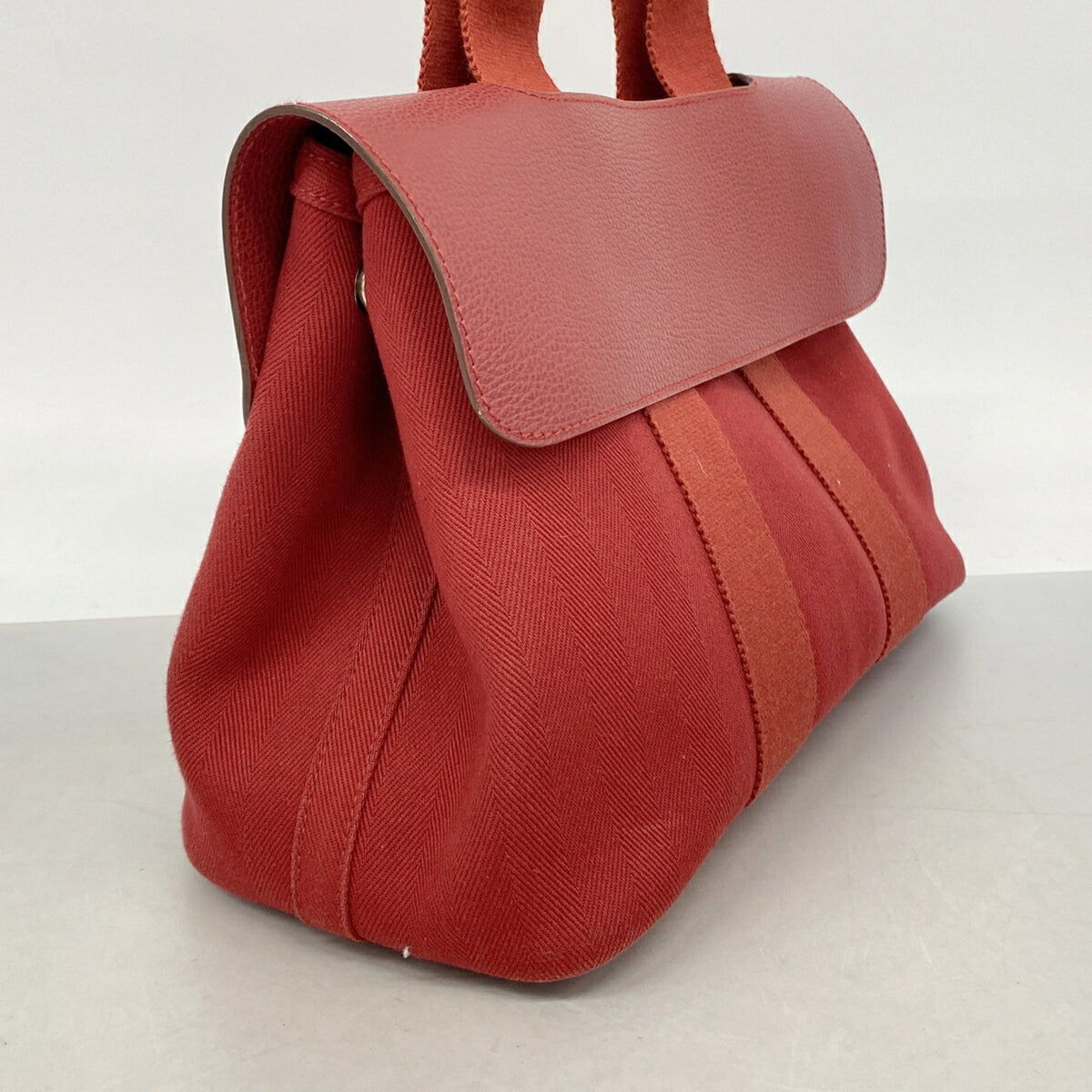 Hermes Red Color Toile Chevron Tote Bag (Pre-Owned)