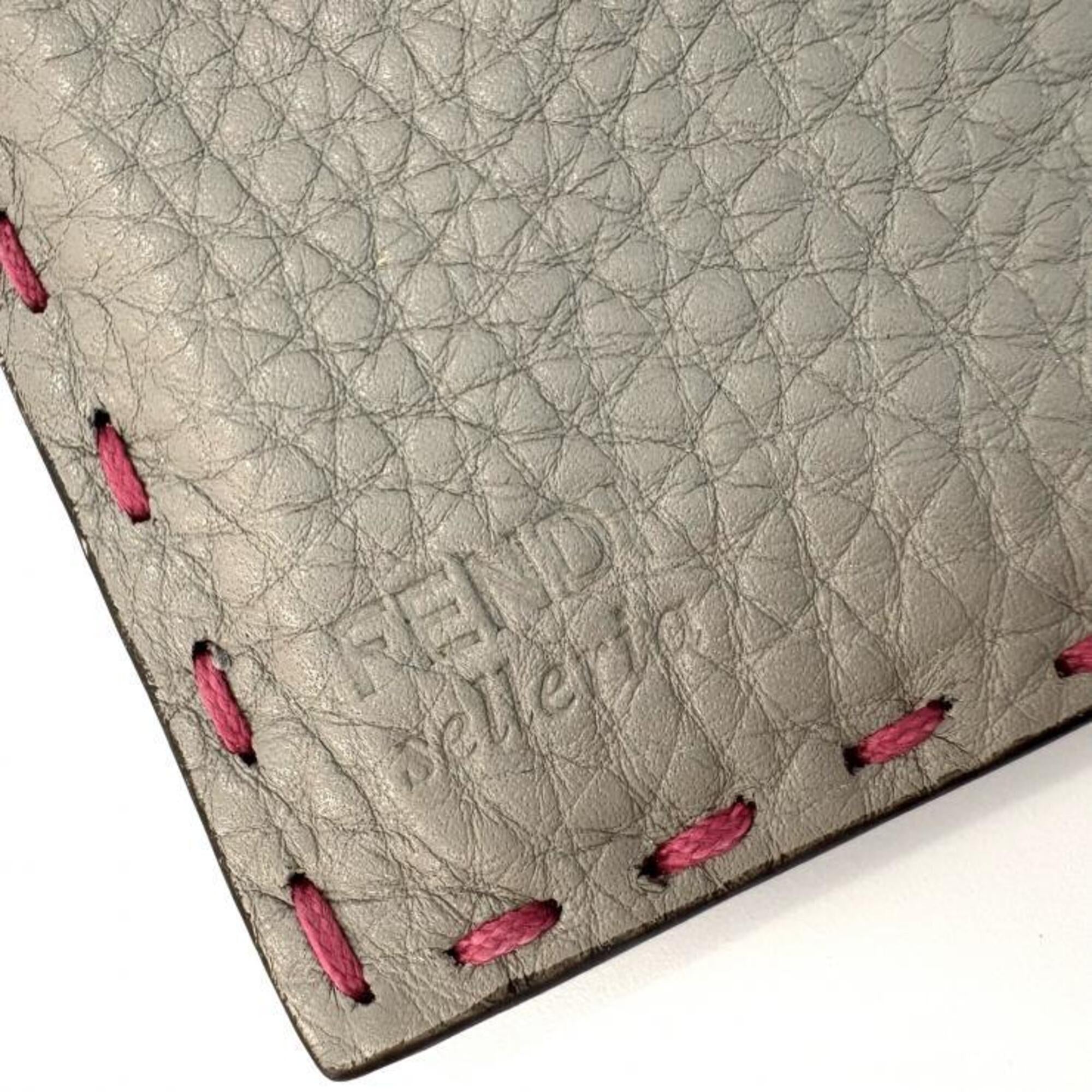Fendi Gray Light Pink Pink Leather Long Wallet (Bi-Fold) (Pre-Owned)