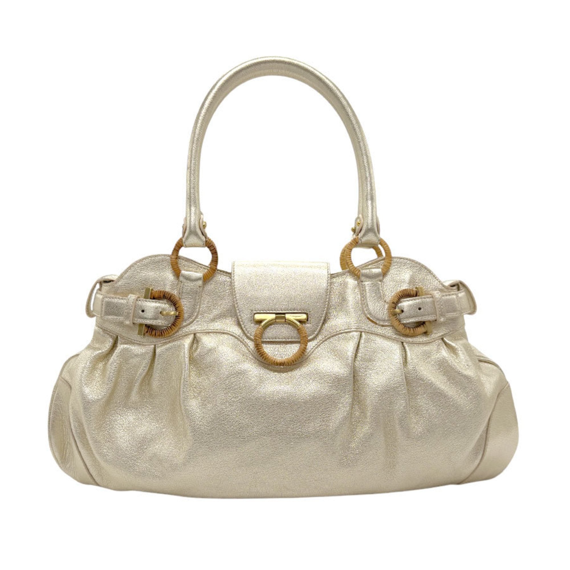 Salvatore Ferragamo Gold Leather Handbag (Pre-Owned)
