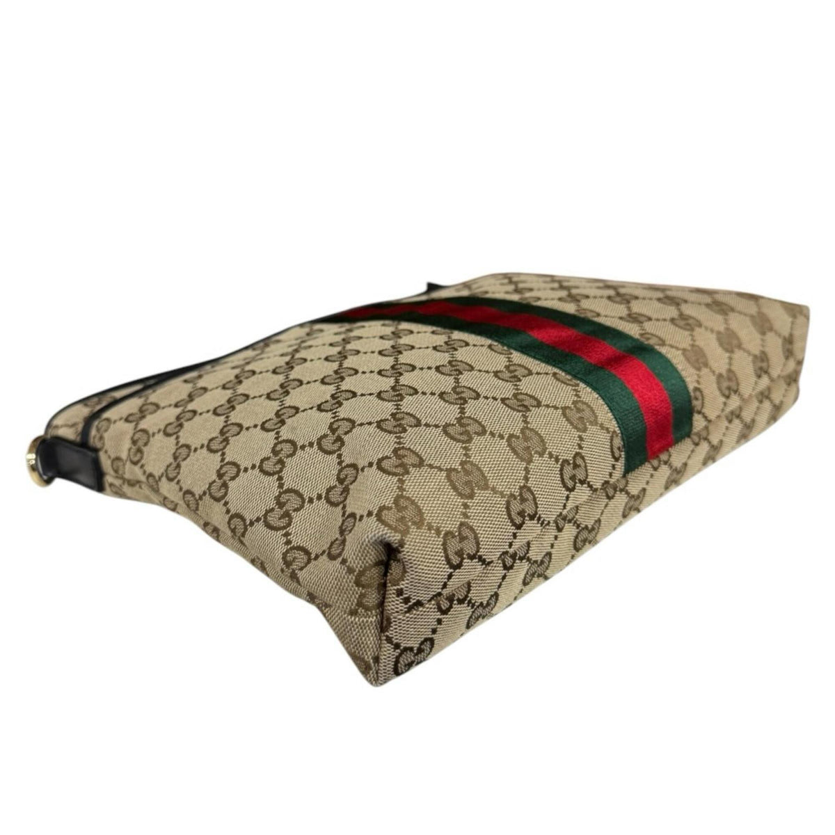 Gucci Black Brown Gg Canvas Leather Shoulder Bag (Pre-Owned)