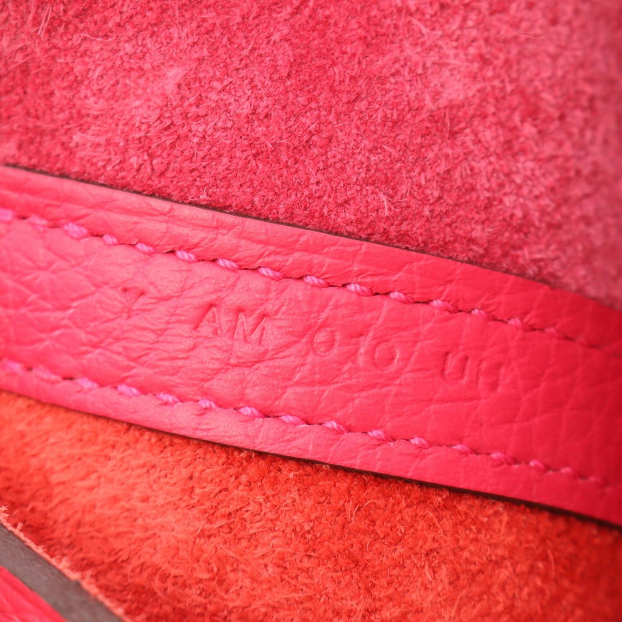 Hermes Pink Red Color Taurillon Clemence Leather Handbag (Pre-Owned)