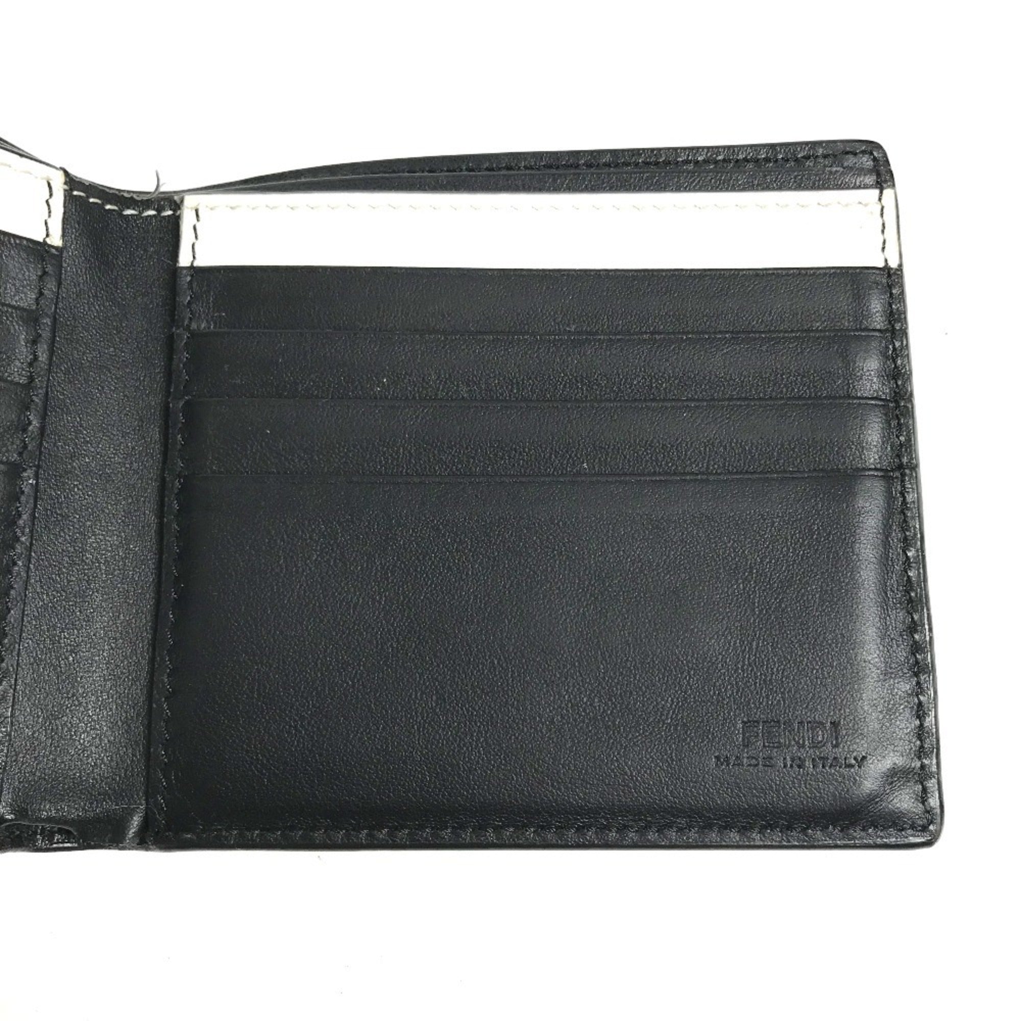 Fendi Black White Leather Bill Wallet (Bi-Fold) (Pre-Owned)