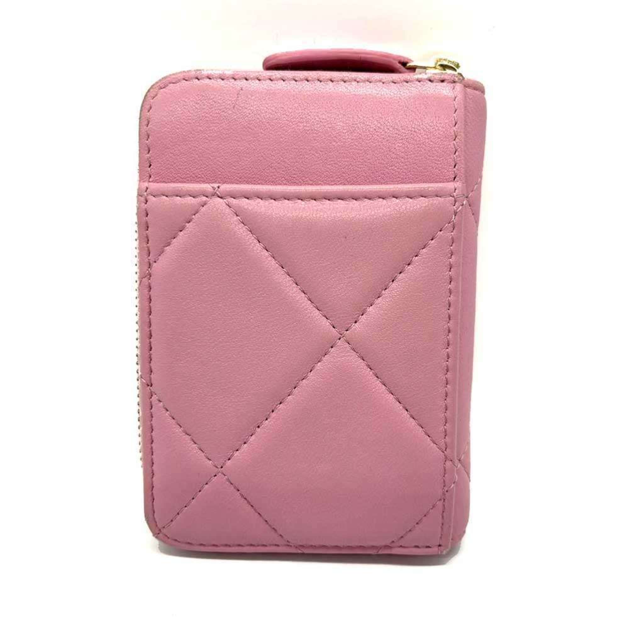 Chanel Pink Leather Coin Purse/Coin Case (Pre-Owned)