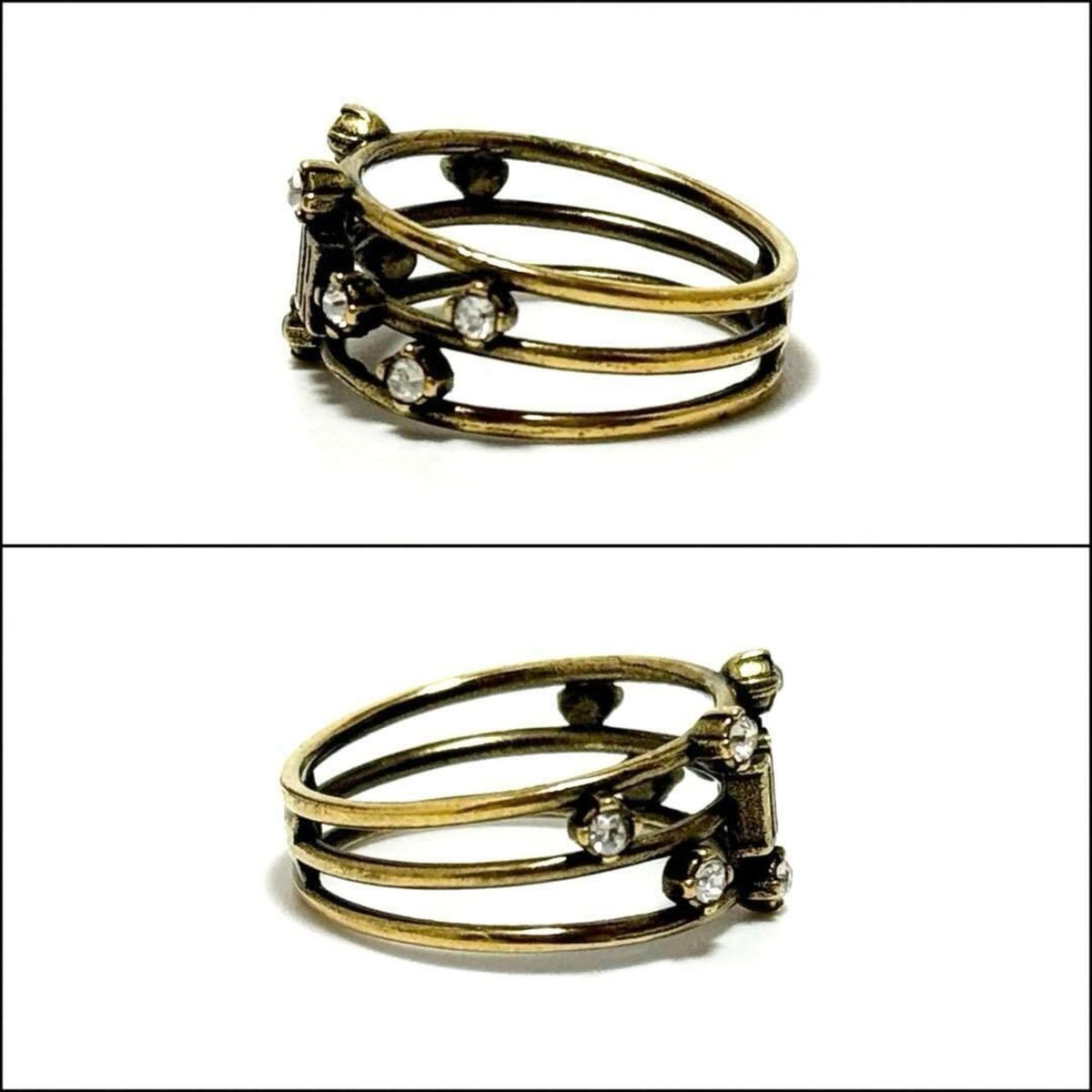 Christian Dior Metal Rhinestone Band Ring (Pre-Owned)