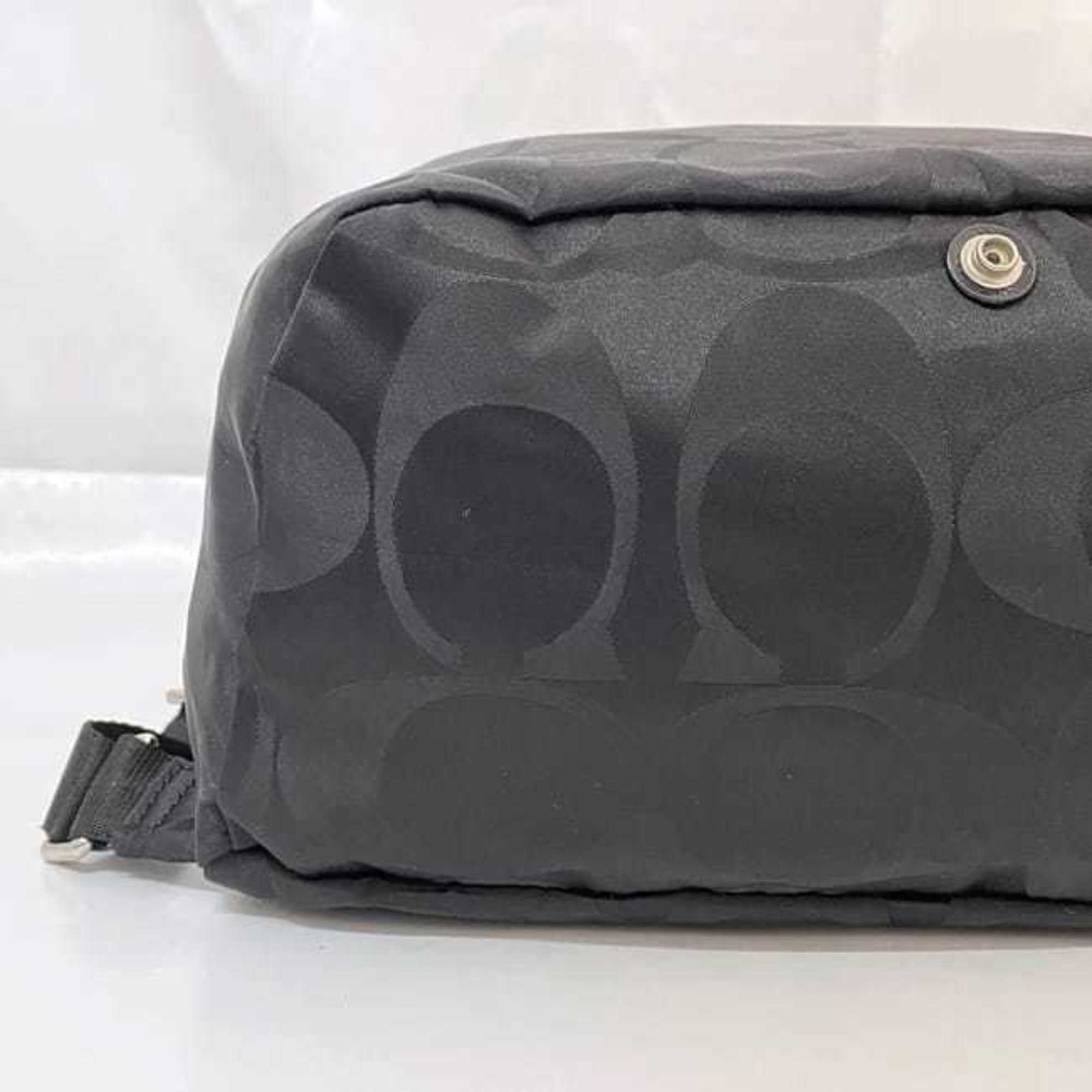 Coach Black Canvas Leather Backpack (Pre-Owned)