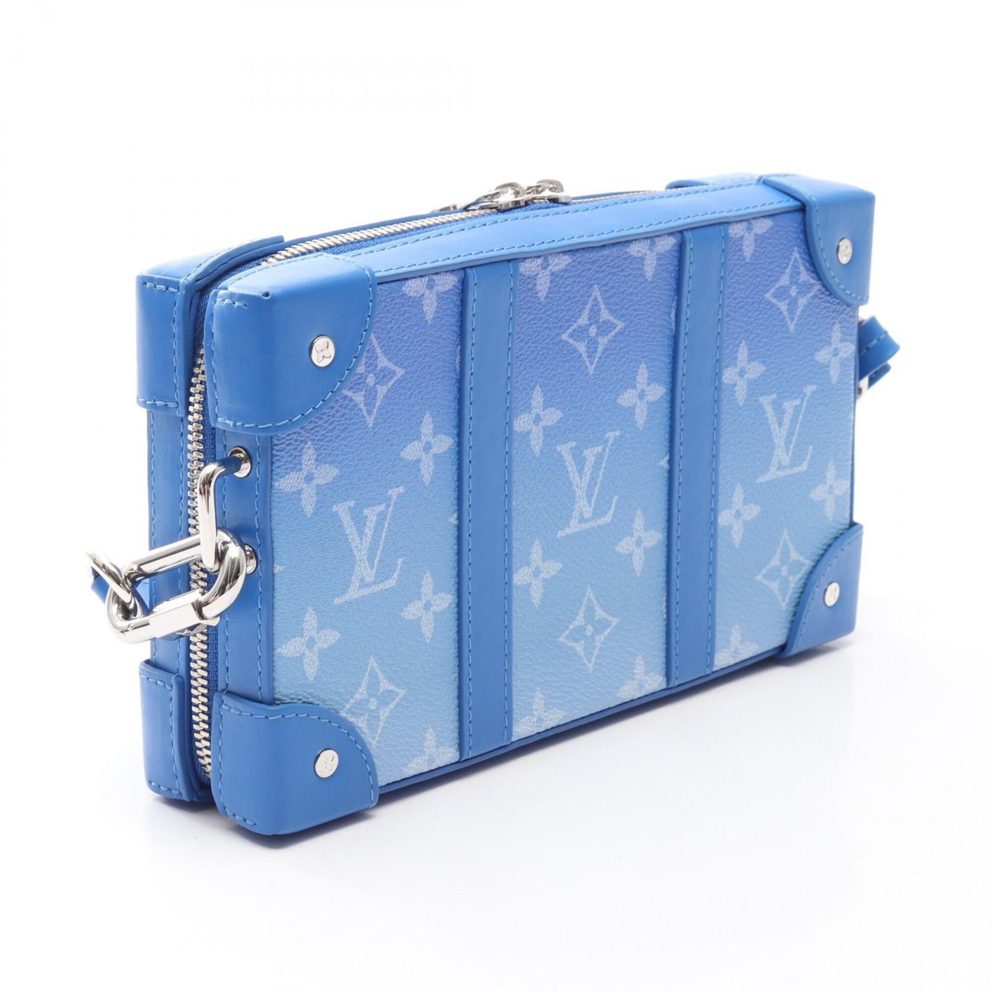 Louis Vuitton Blue White Coated Canvas Leather Handbag Shoulder Bag (Pre-Owned)